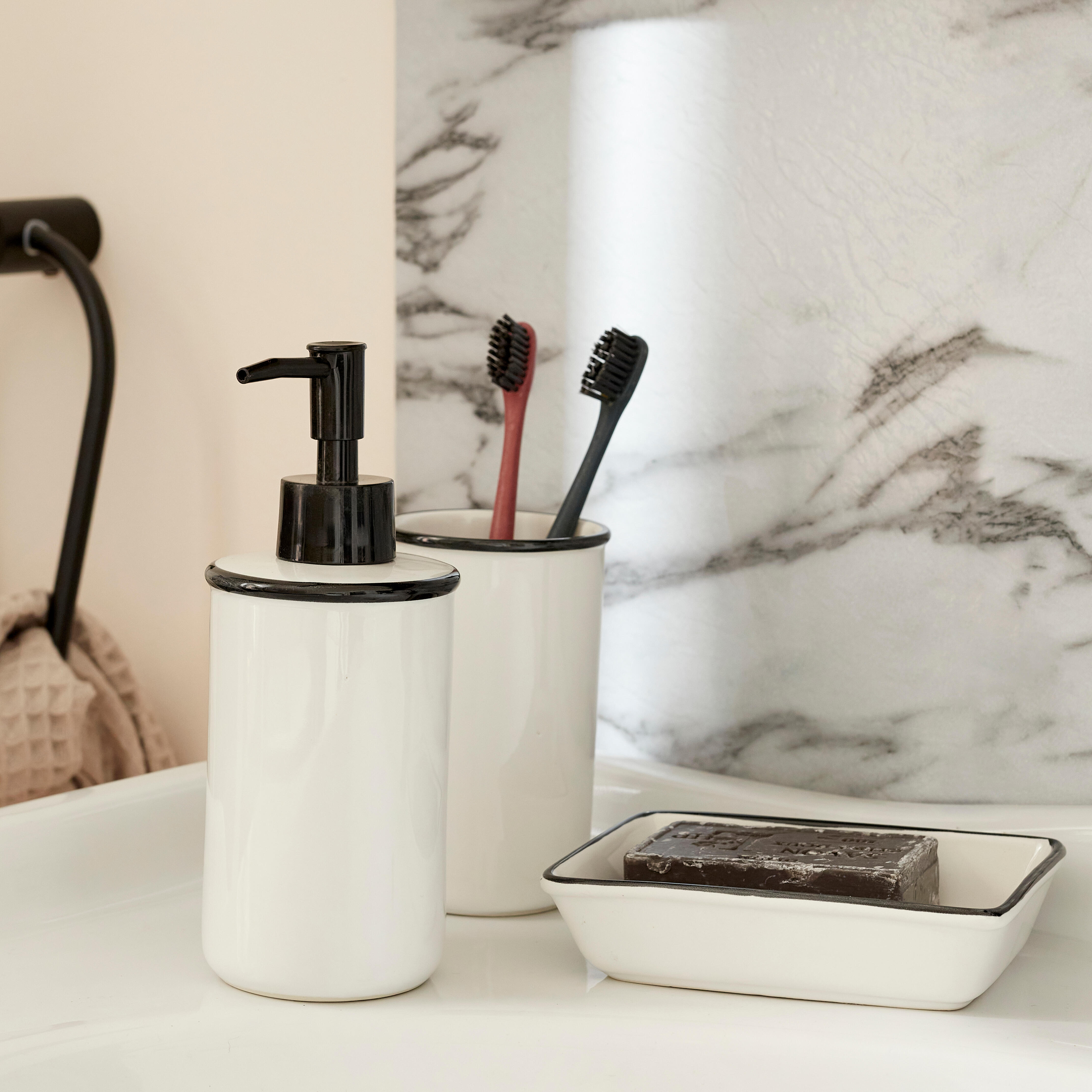 Porte-savon céramique Marcel, noir et blanc - 8