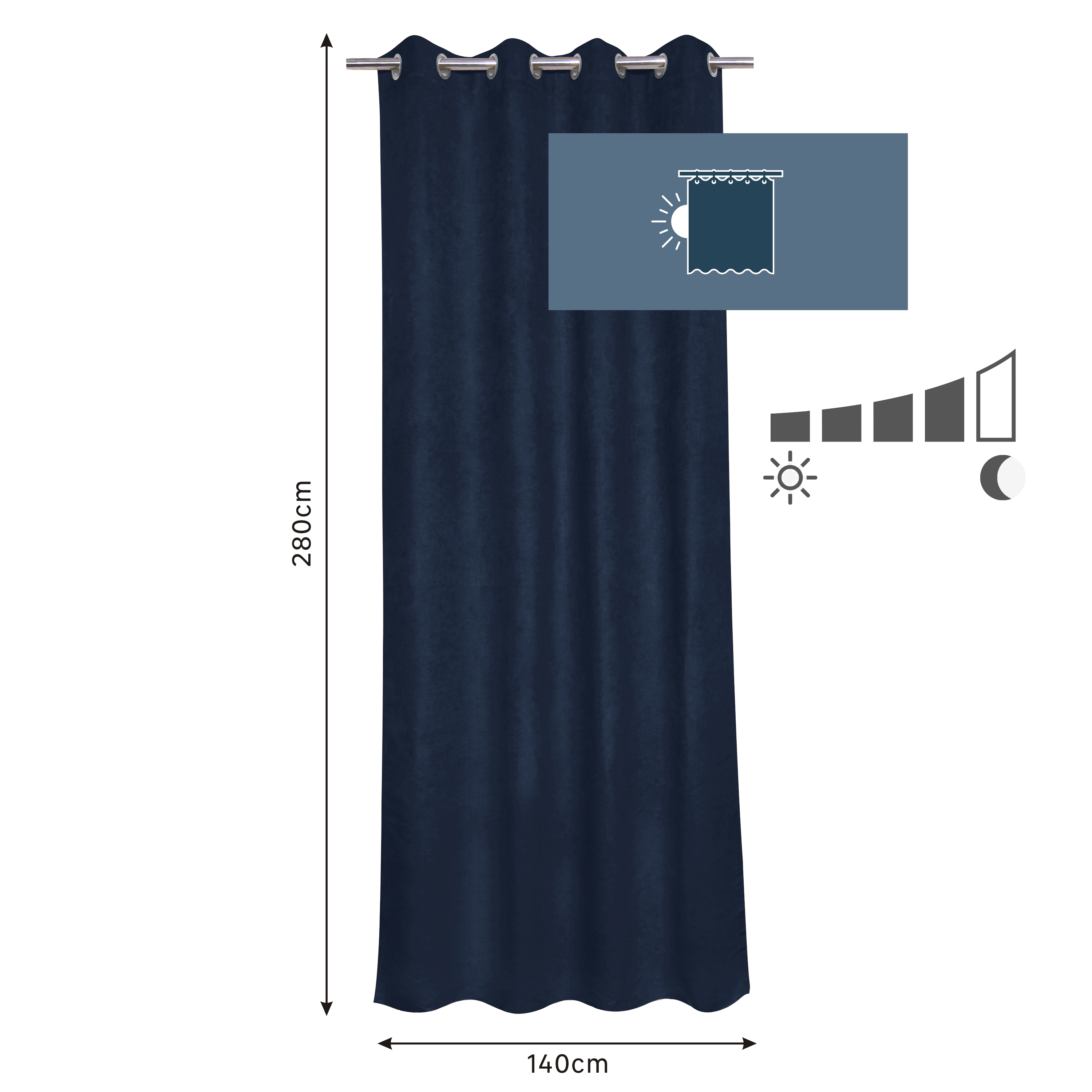 Rideau tamisant, Newmanchester, bleu H.280 x l.140 cm INSPIRE - 3