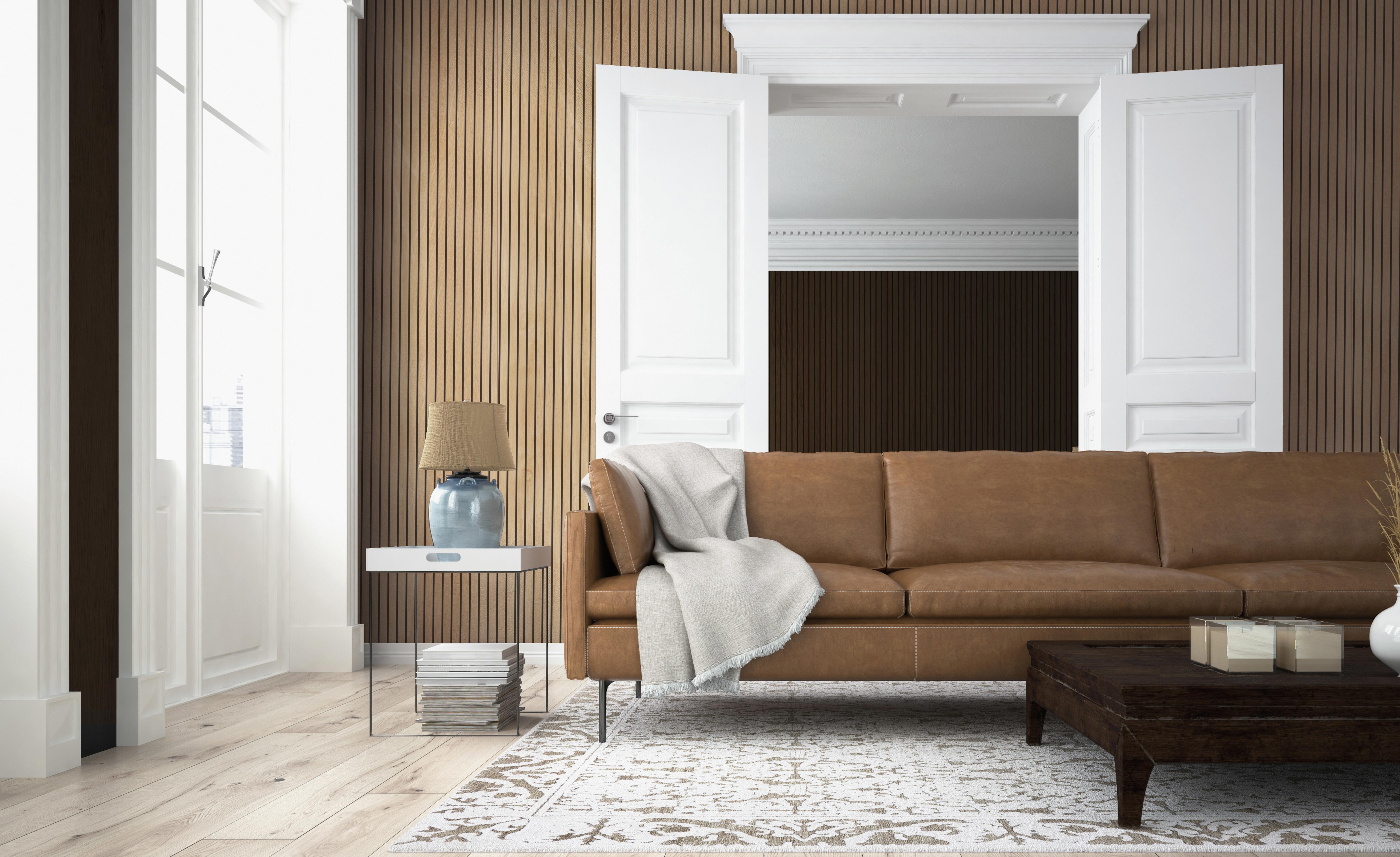 Revestimiento de pared decorativo efecto 3d de poliestireno de palilleria wall pan nordik roble de 120x12 cm