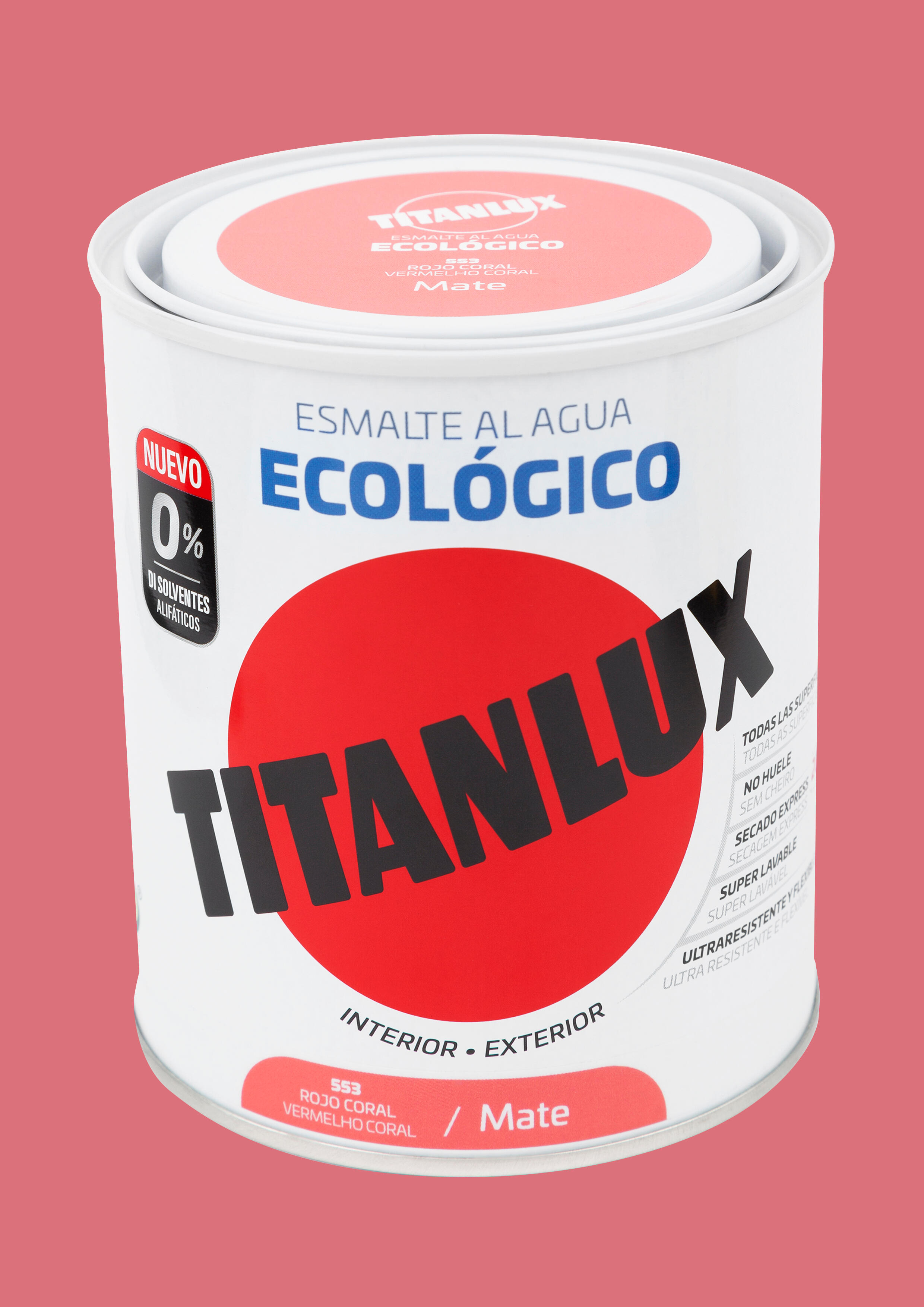 Esmalte interior al agua titanlux rojo coral mate 0,75l