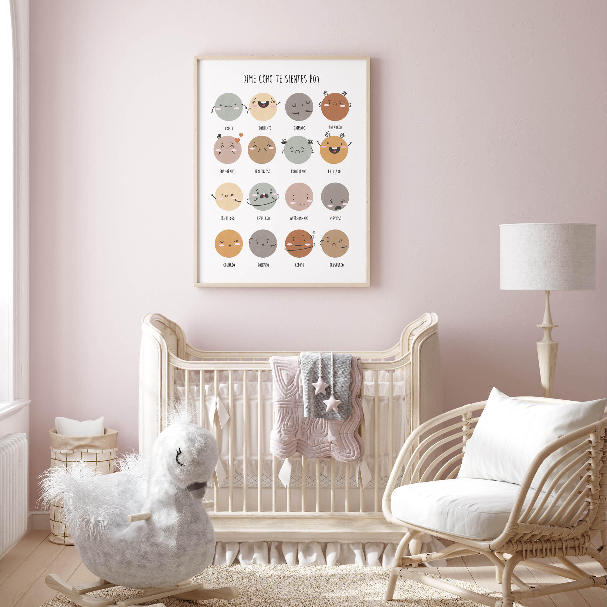 Lámina Infantil rectangular de 50 x 70 cm. Papel Como Te Sientes Hoy Blanco y gris - 6