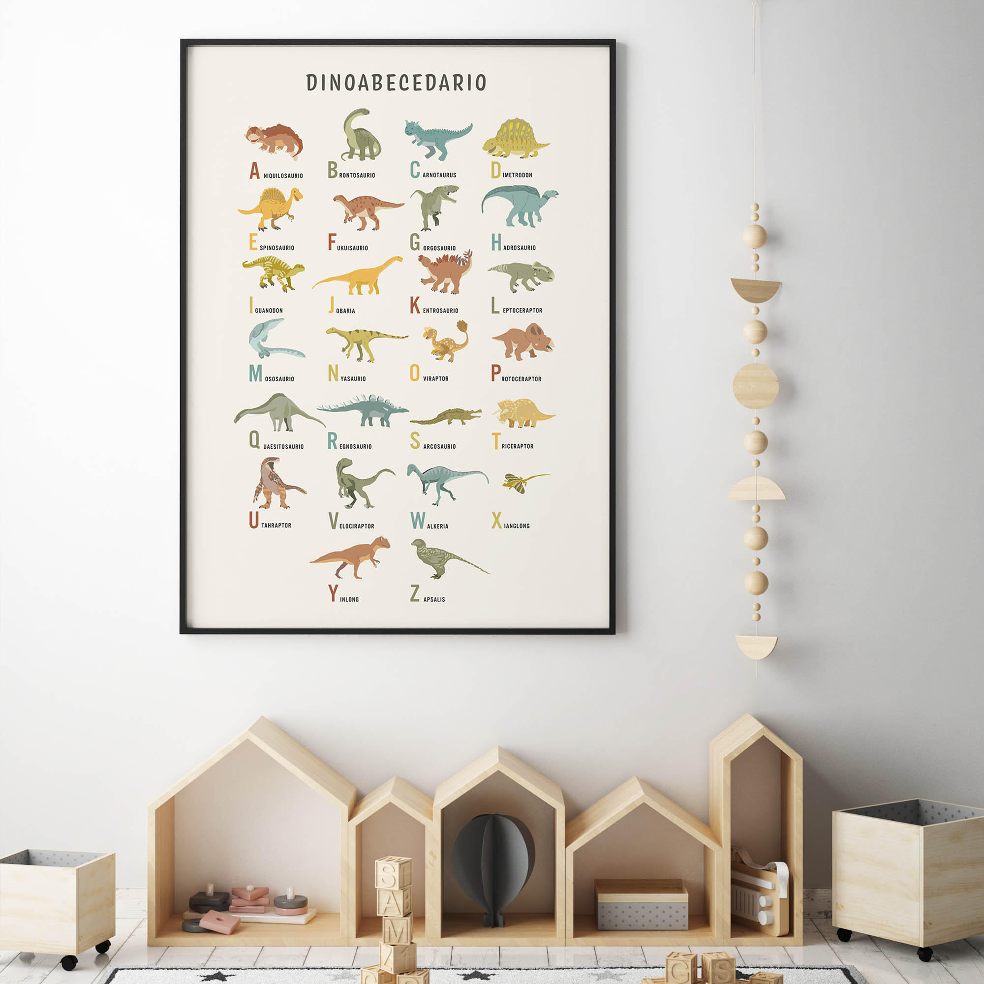 3 láminas infantil rectangular de 70 x 100 cm. papel dinoabecedario multicolor