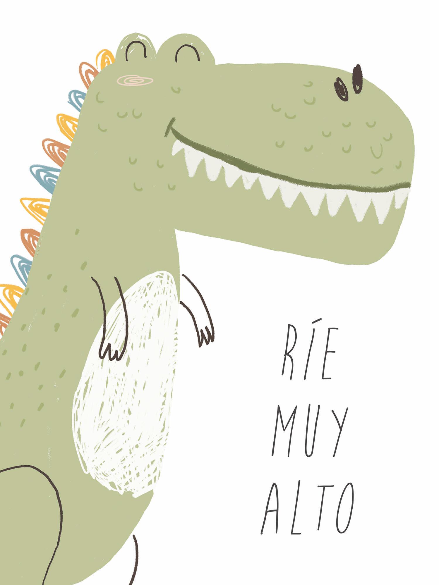 3 Láminas Infantil rectangular de 30 x 40 cm. Papel Dinosaures Blanco verde, rosa y azul - 8