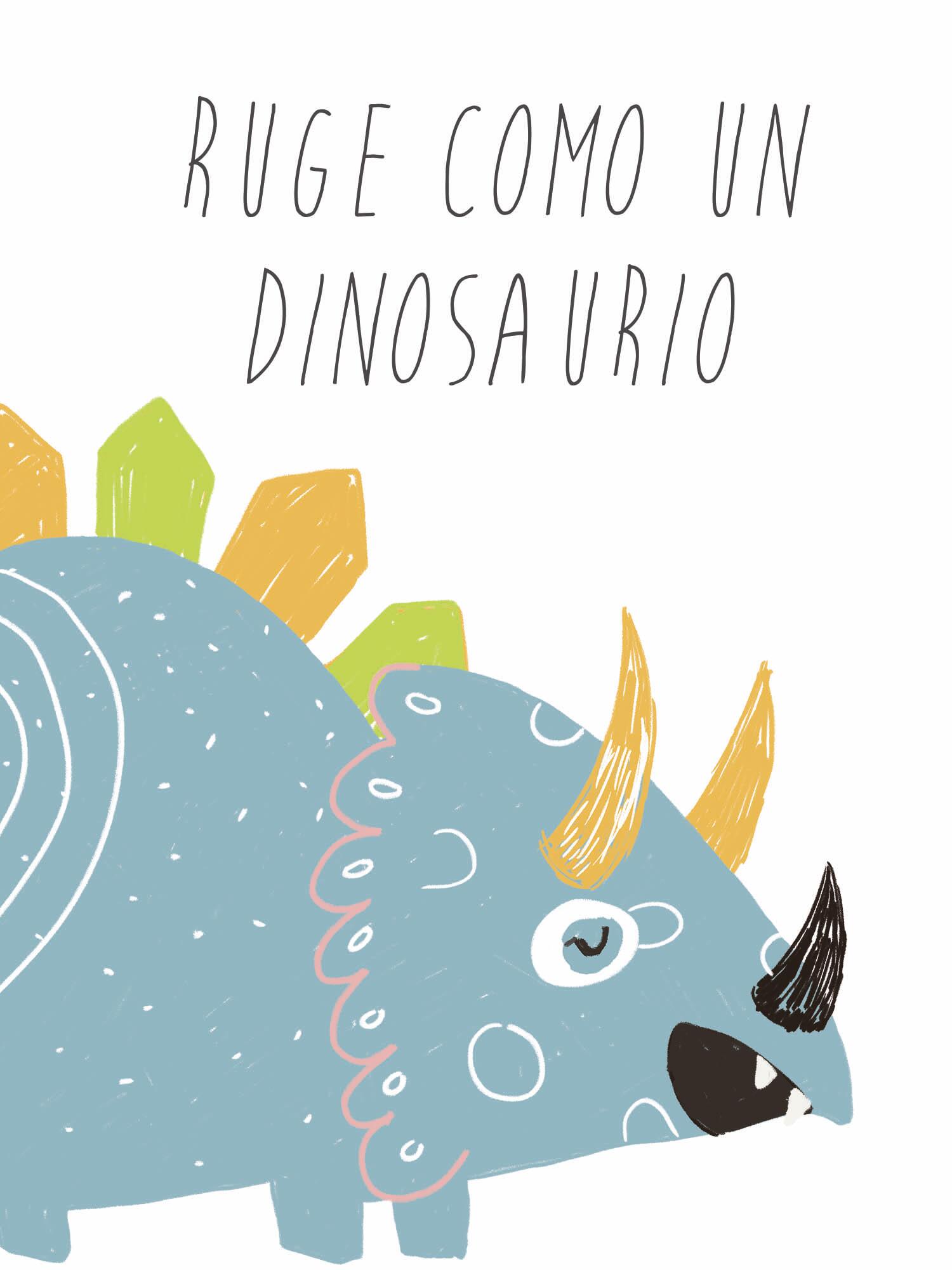 3 Láminas Infantil rectangular de 30 x 40 cm. Papel Dinosaures Blanco verde, rosa y azul - 7