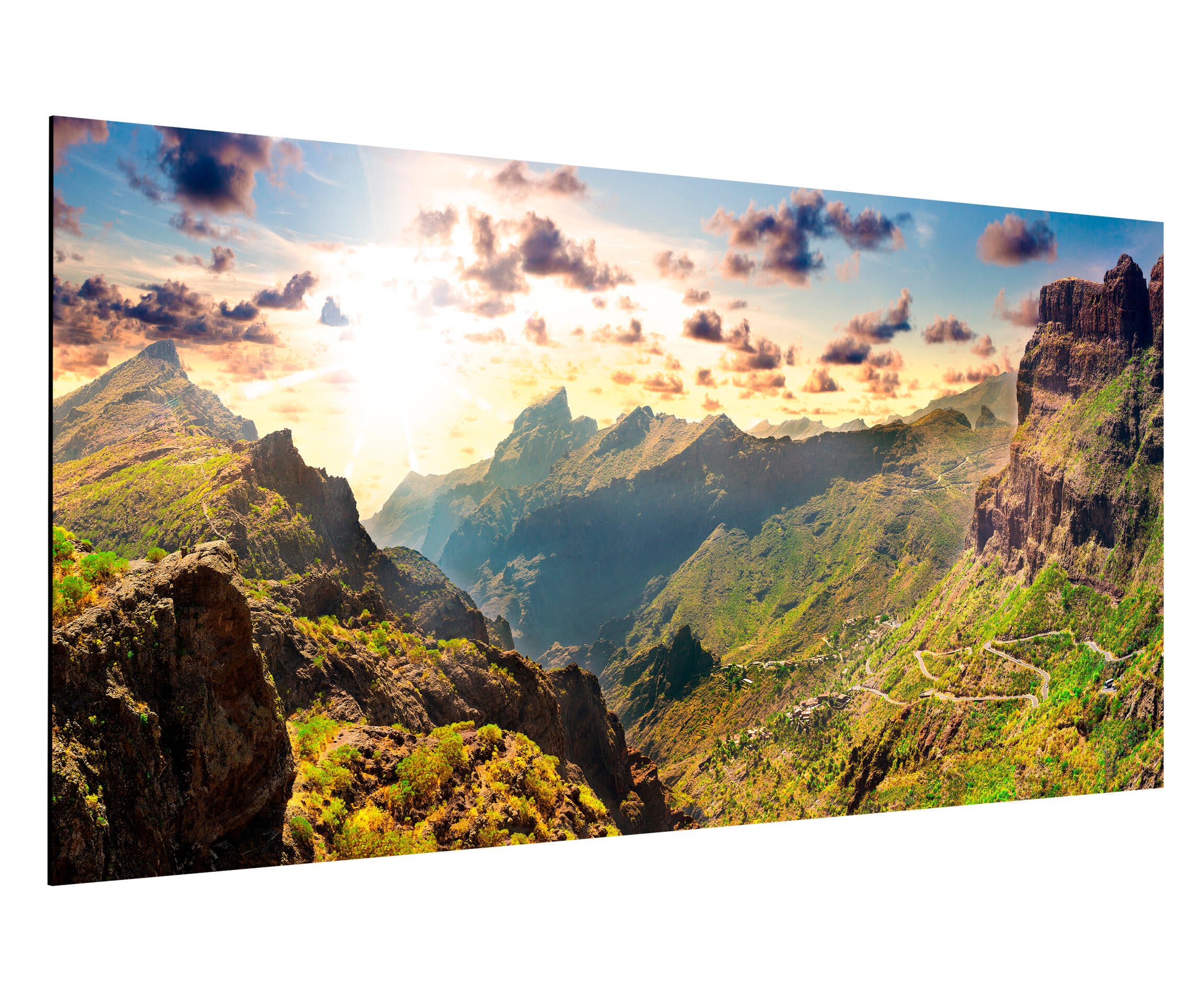 Pintura impresa sin marco Naturaleza rectangular de 120 x 60 cm. MDF Tenerife pasteles cálidos - 4