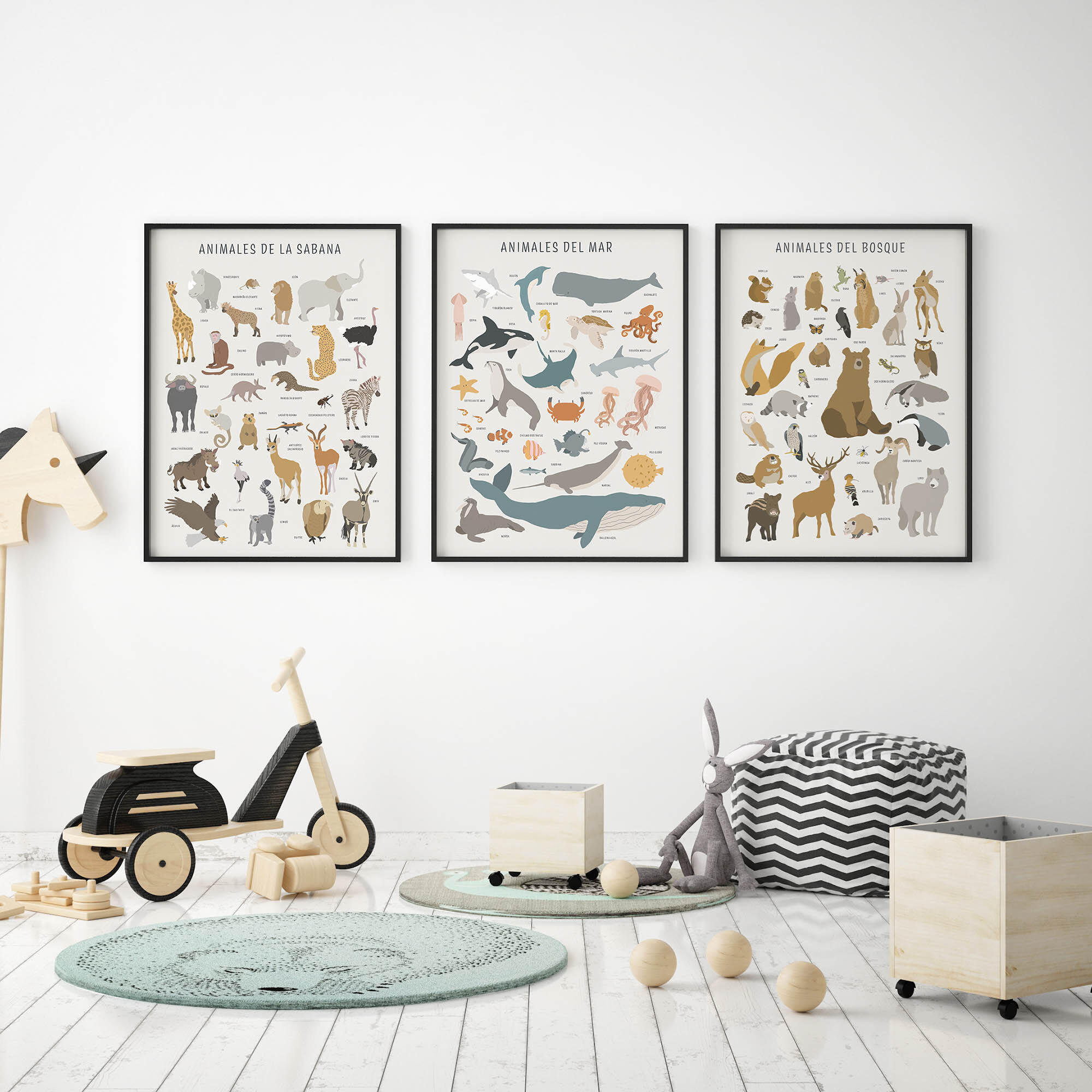 3 Láminas Infantil rectangular de 30 x 40 cm. Papel Animales Del Mundo multicolor - 6