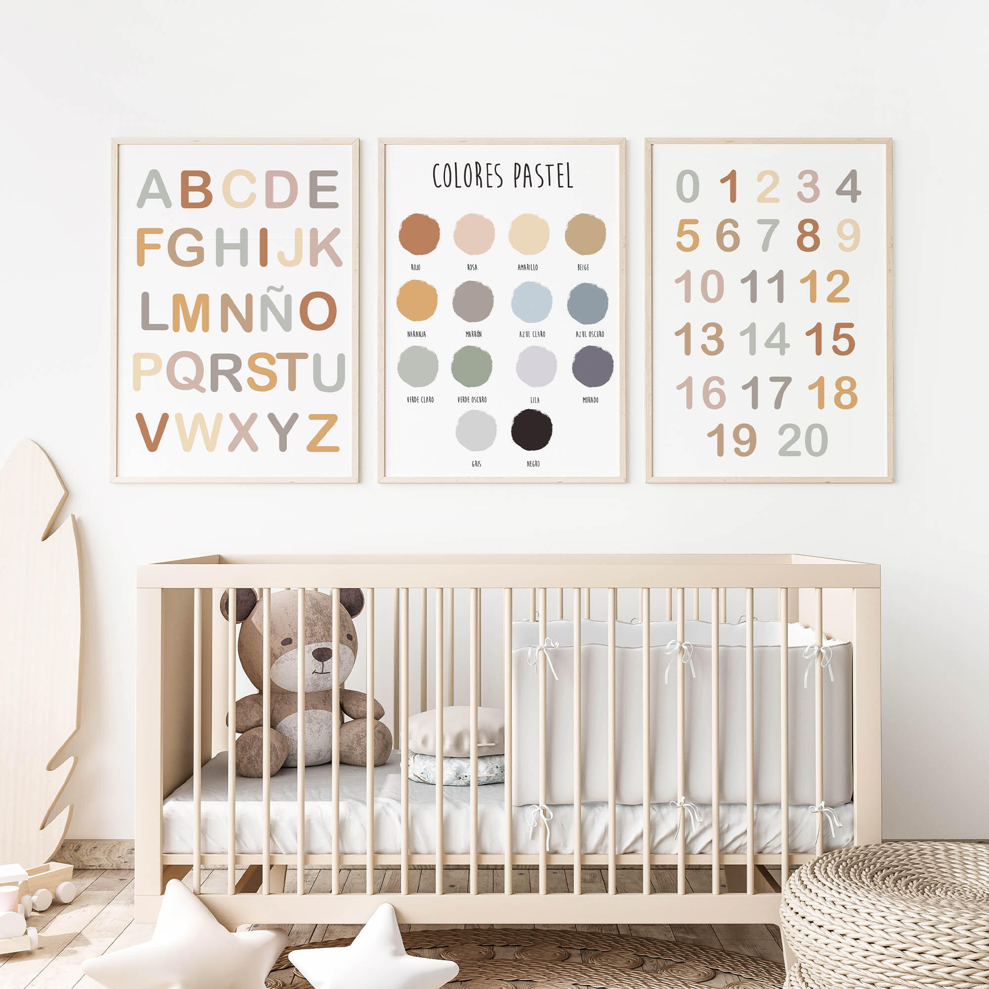 3 Láminas Infantil rectangular de 30 x 40 cm. Papel Cuento Yo beige y blanco - 6