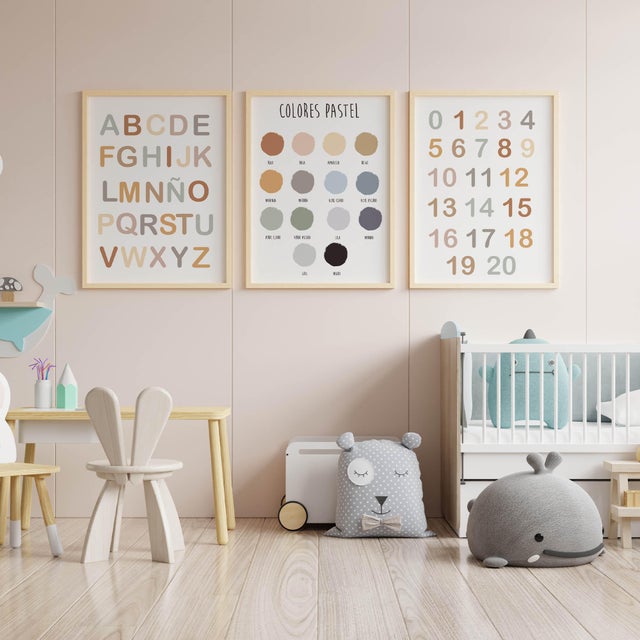 3 Láminas Infantil rectangular de 30 x 40 cm. Papel Cuento Yo beige y blanco