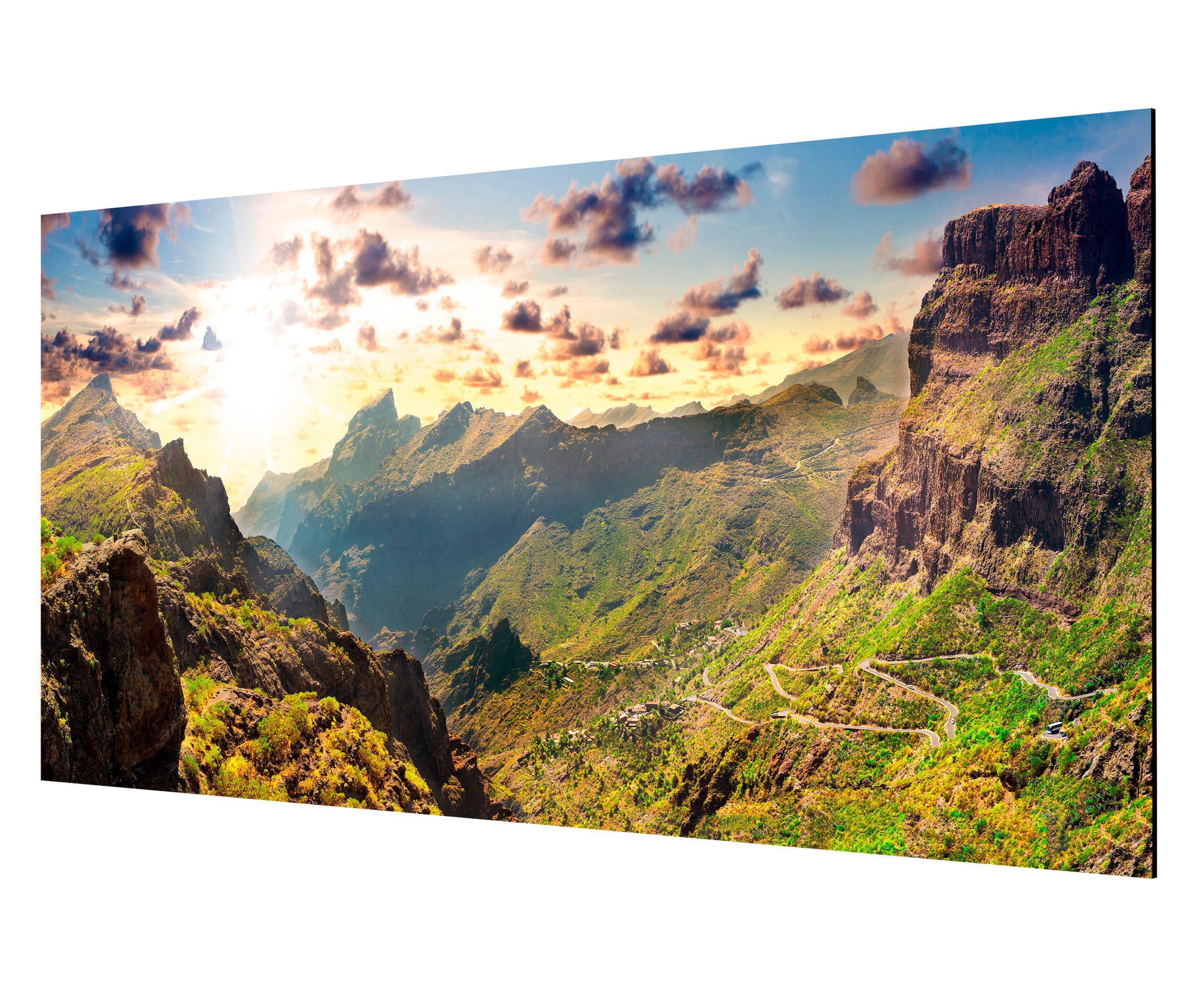Pintura impresa sin marco Naturaleza rectangular de 120 x 60 cm. MDF Tenerife pasteles cálidos - 3