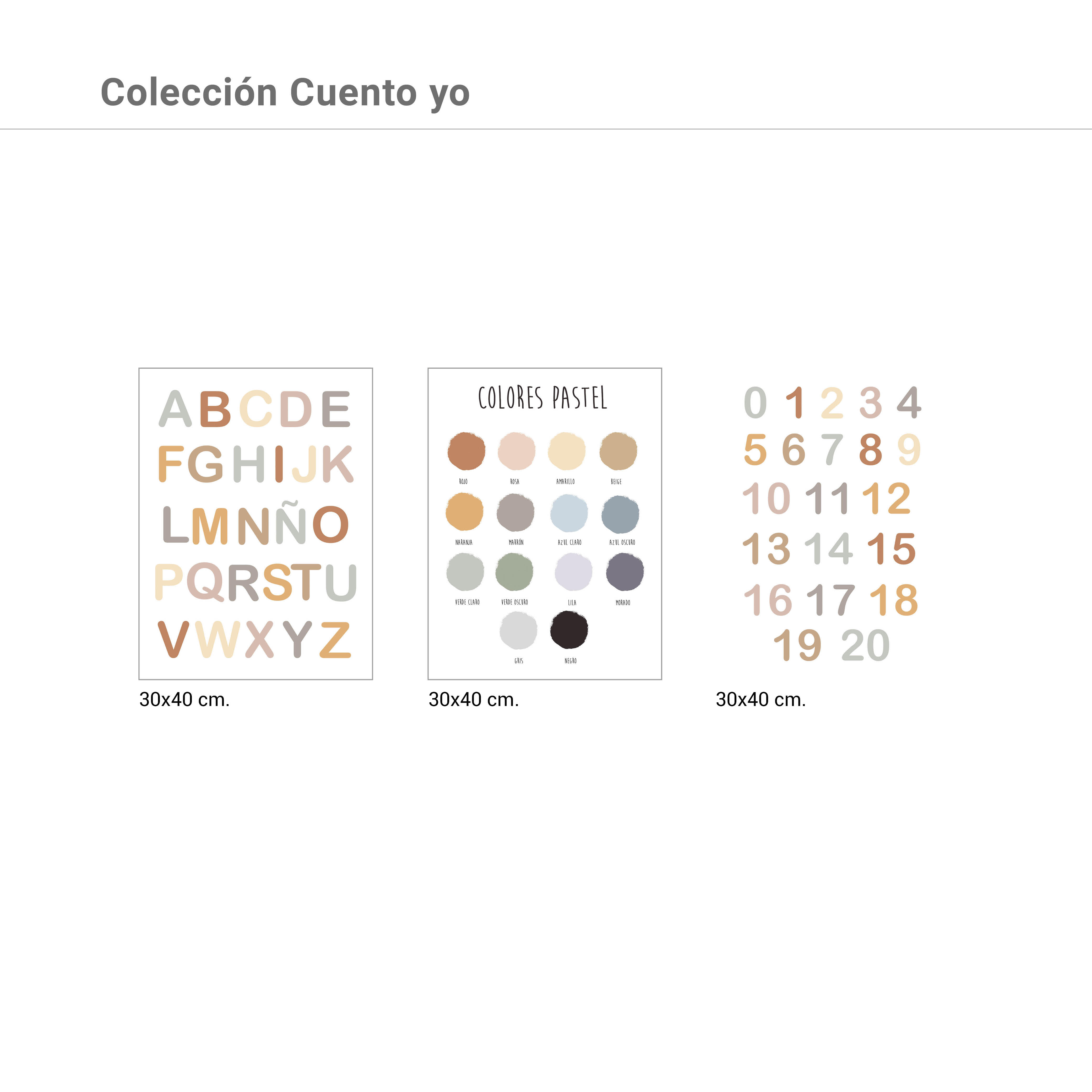 3 Láminas Infantil rectangular de 30 x 40 cm. Papel Cuento Yo beige y blanco - 3