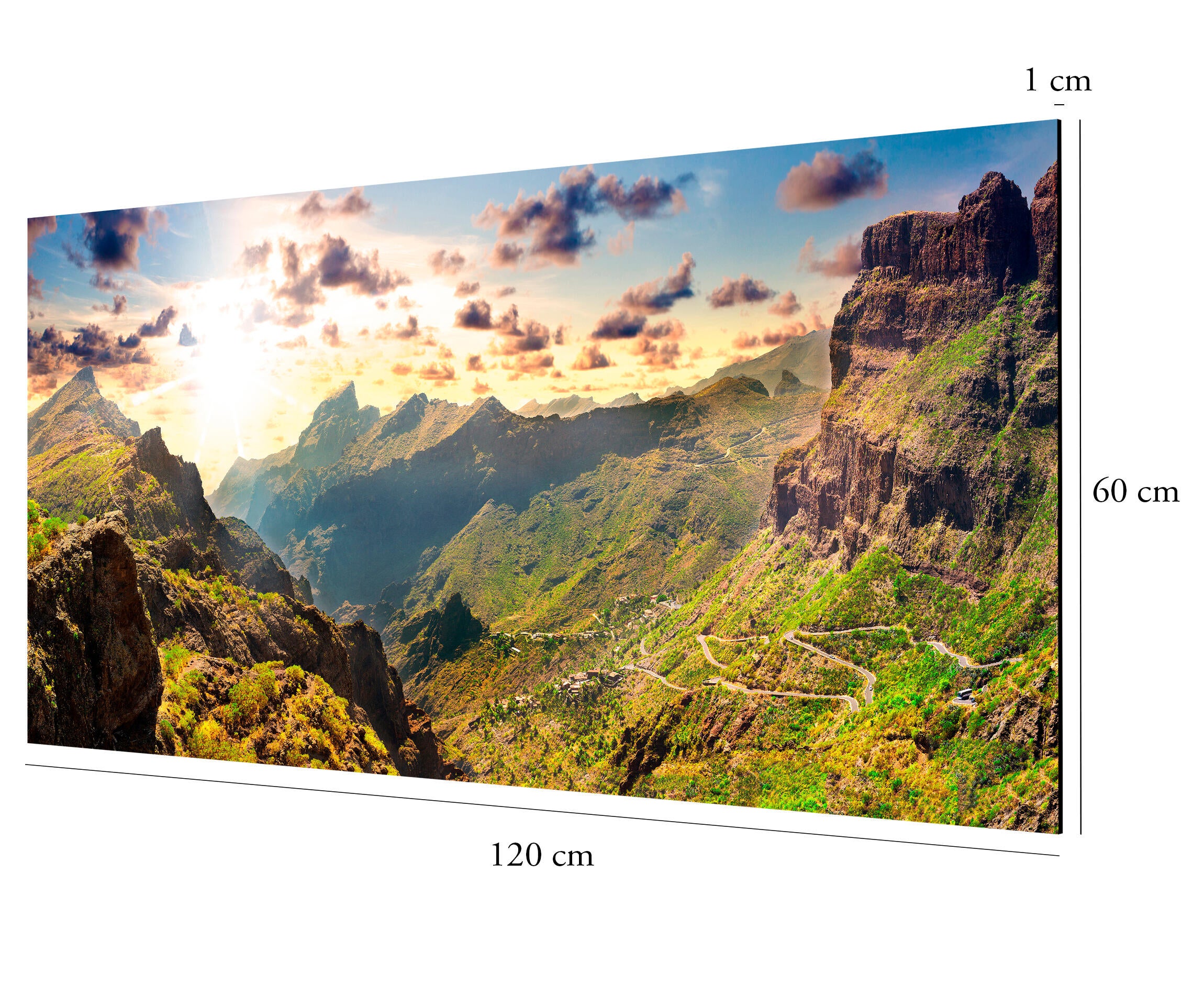 Pintura impresa sin marco Naturaleza rectangular de 120 x 60 cm. MDF Tenerife pasteles cálidos - 2