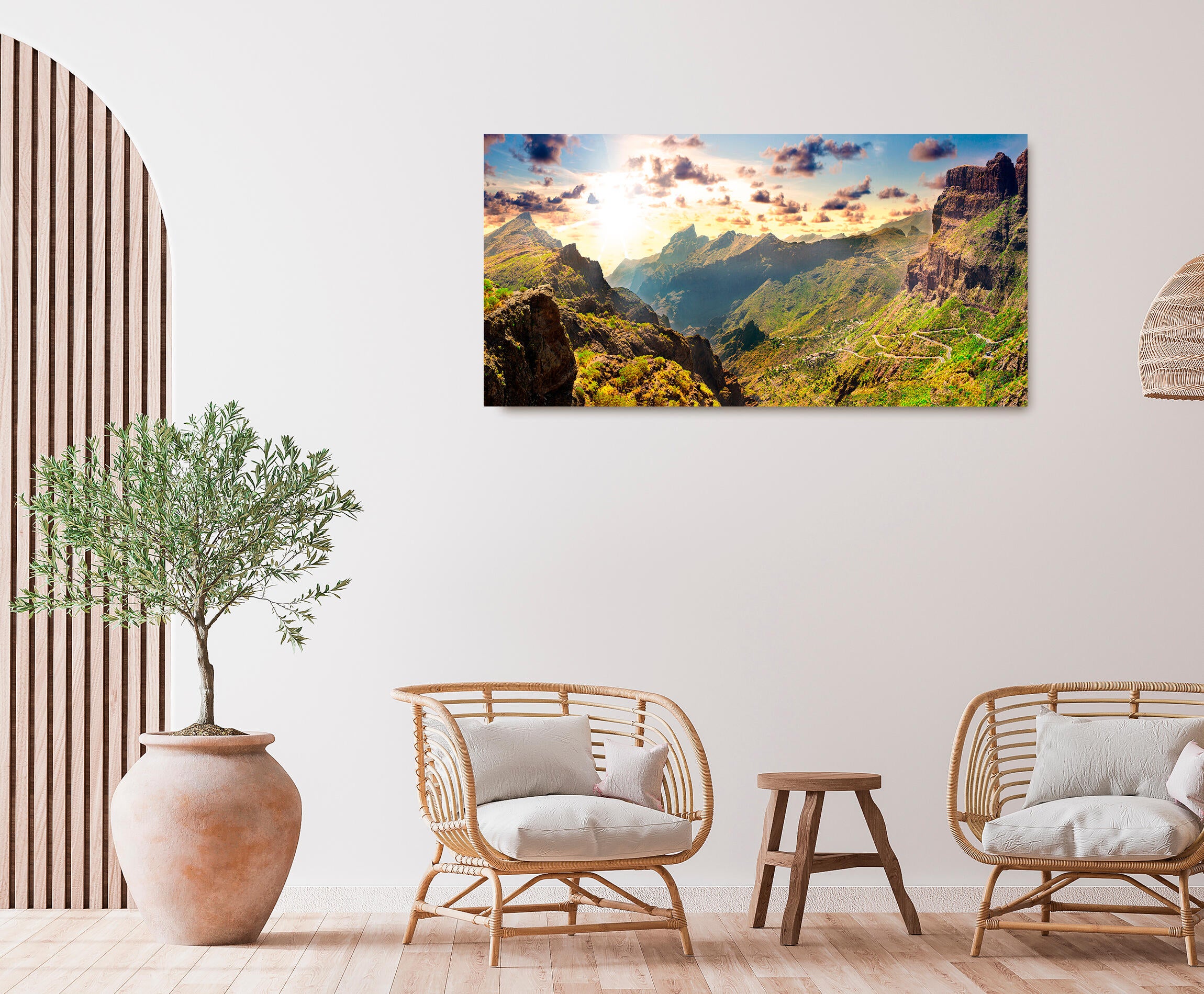 Pintura impresa sin marco Naturaleza rectangular de 120 x 60 cm. MDF Tenerife pasteles cálidos - 6