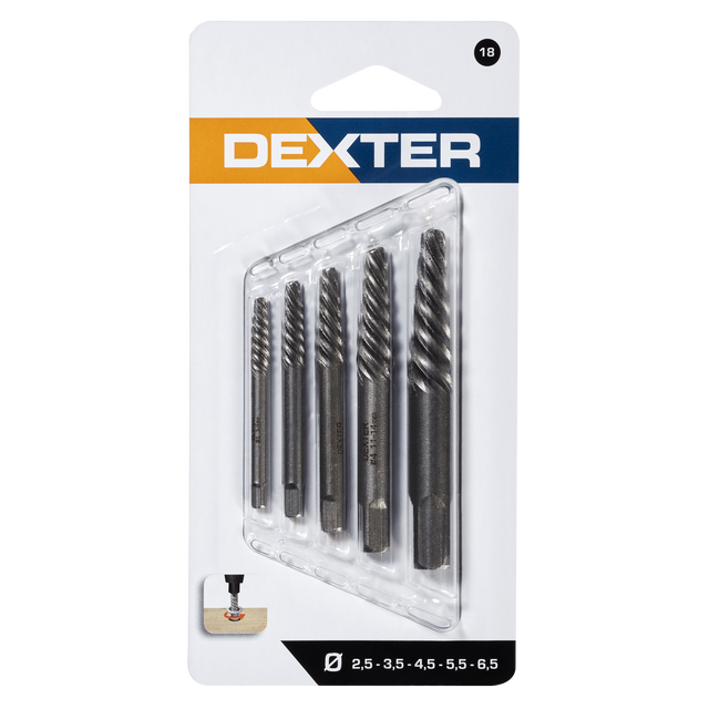 Lot de 5 extracteurs de vis DEXTER, Diam.2.5-6.5 mm, L.50-85 mm