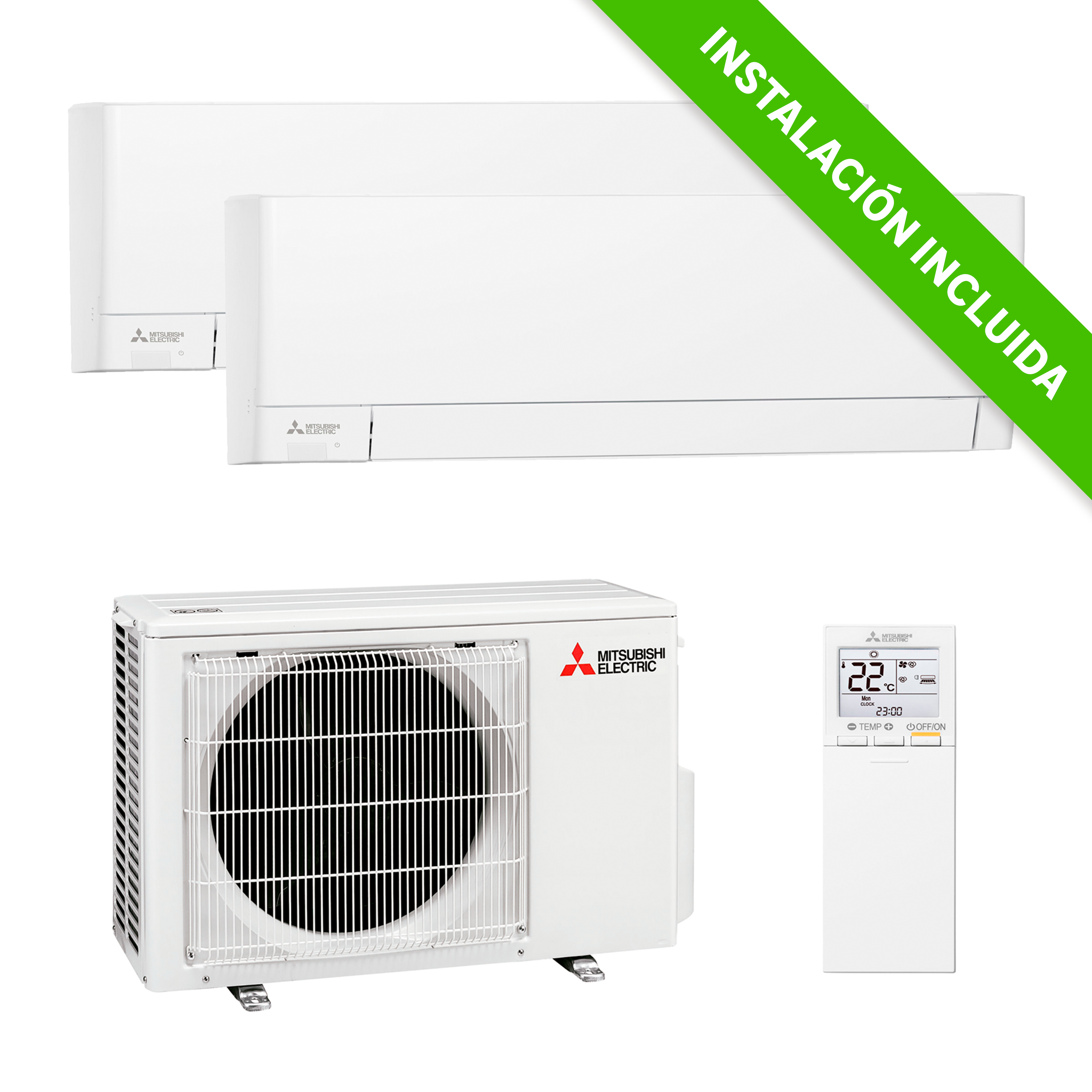 Aire acond 2x1 mitsubishi electric mxz-2f wifi 2150+3010 fg instalación incluida
