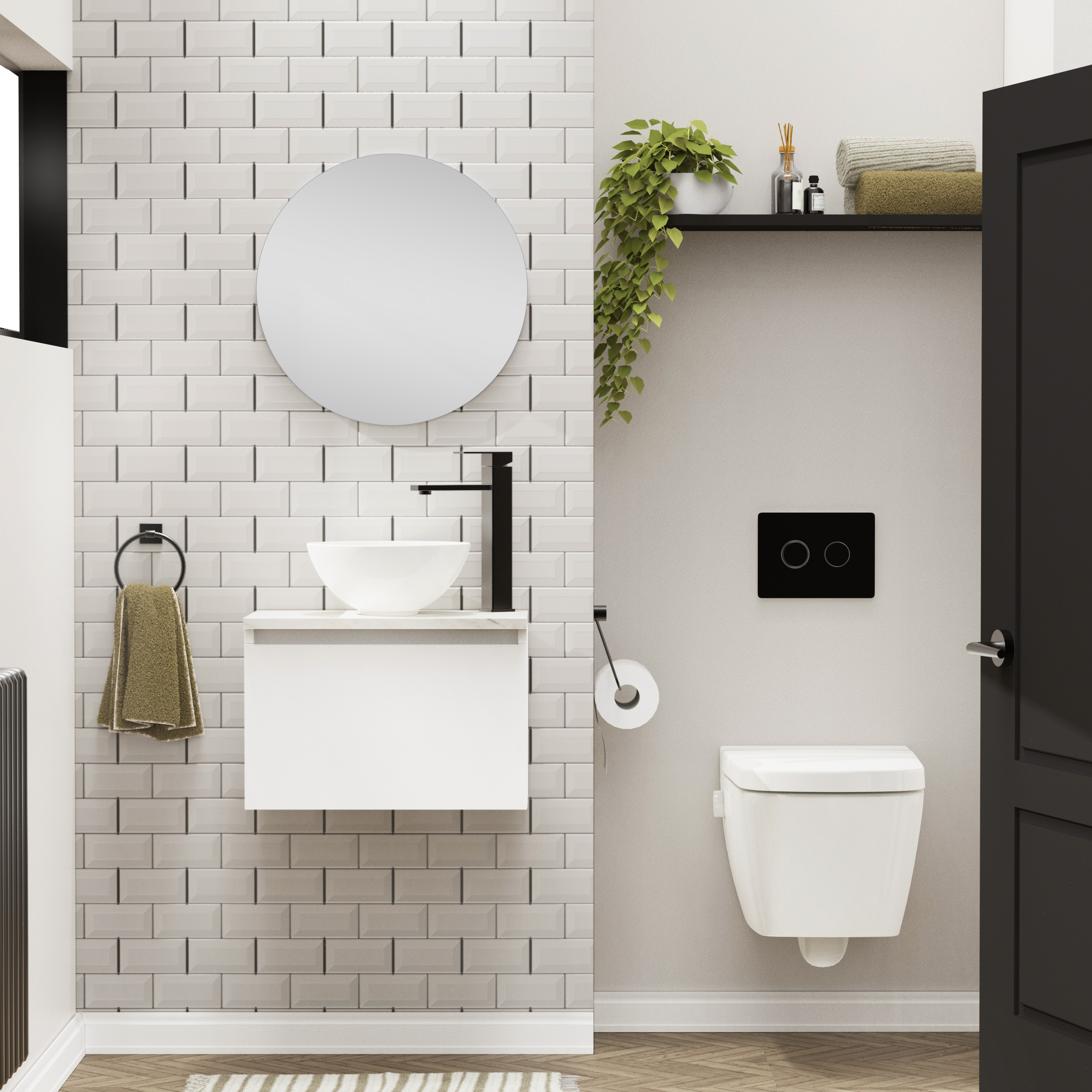 Mueble de baño con lavabo y espejo nica blanco satinado 50x29 cm