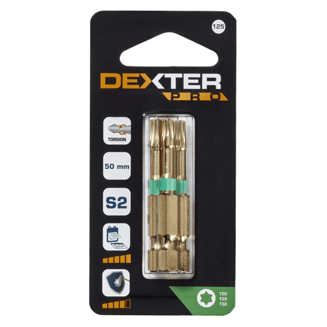 Lot de 3 embouts de vissage torsion T20, 25, 30, 50 mm DEXTER PRO