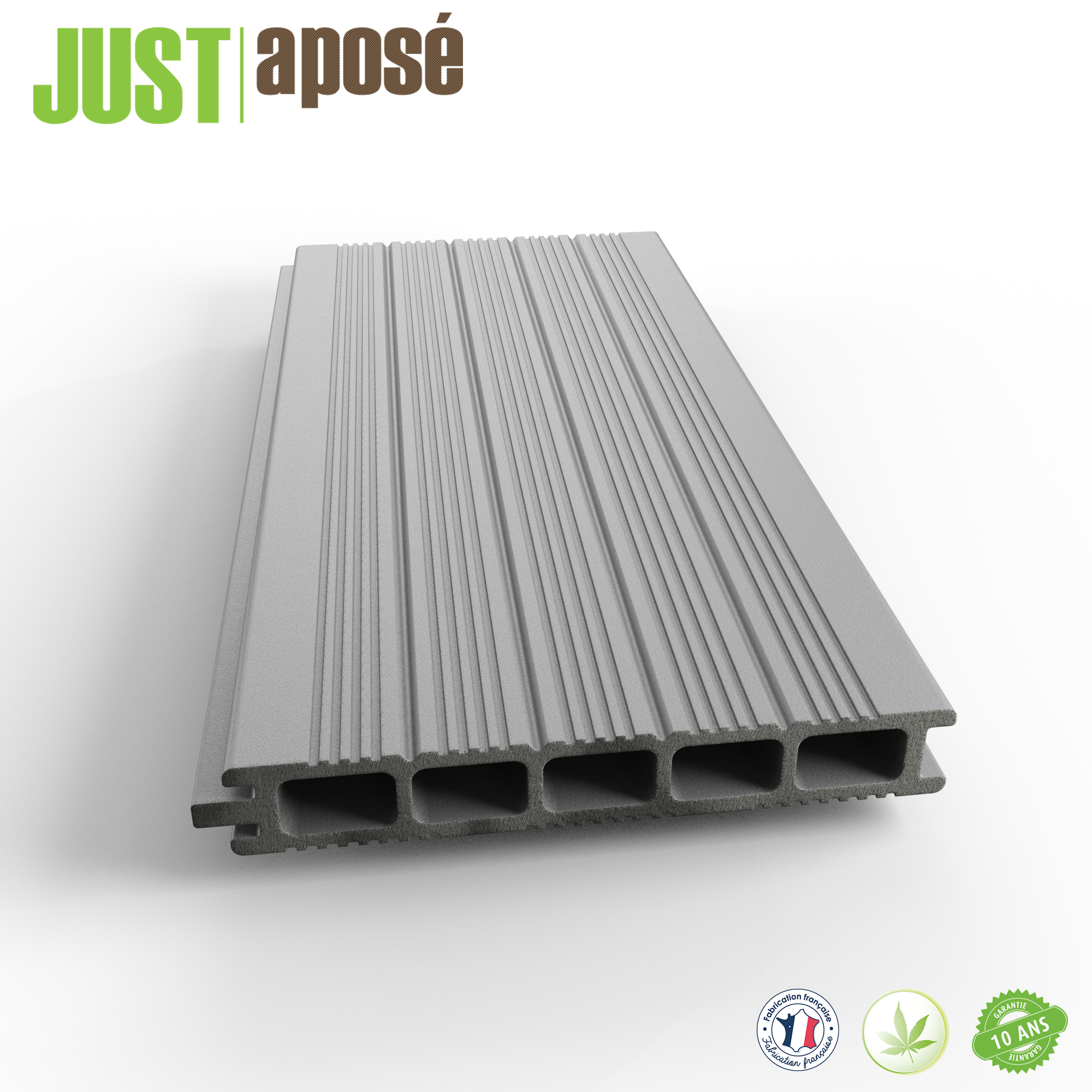 Planche composite Chausey JUST'APOSE, gris clair, L.400 x l.15 cm x Ep.22 mm - 3