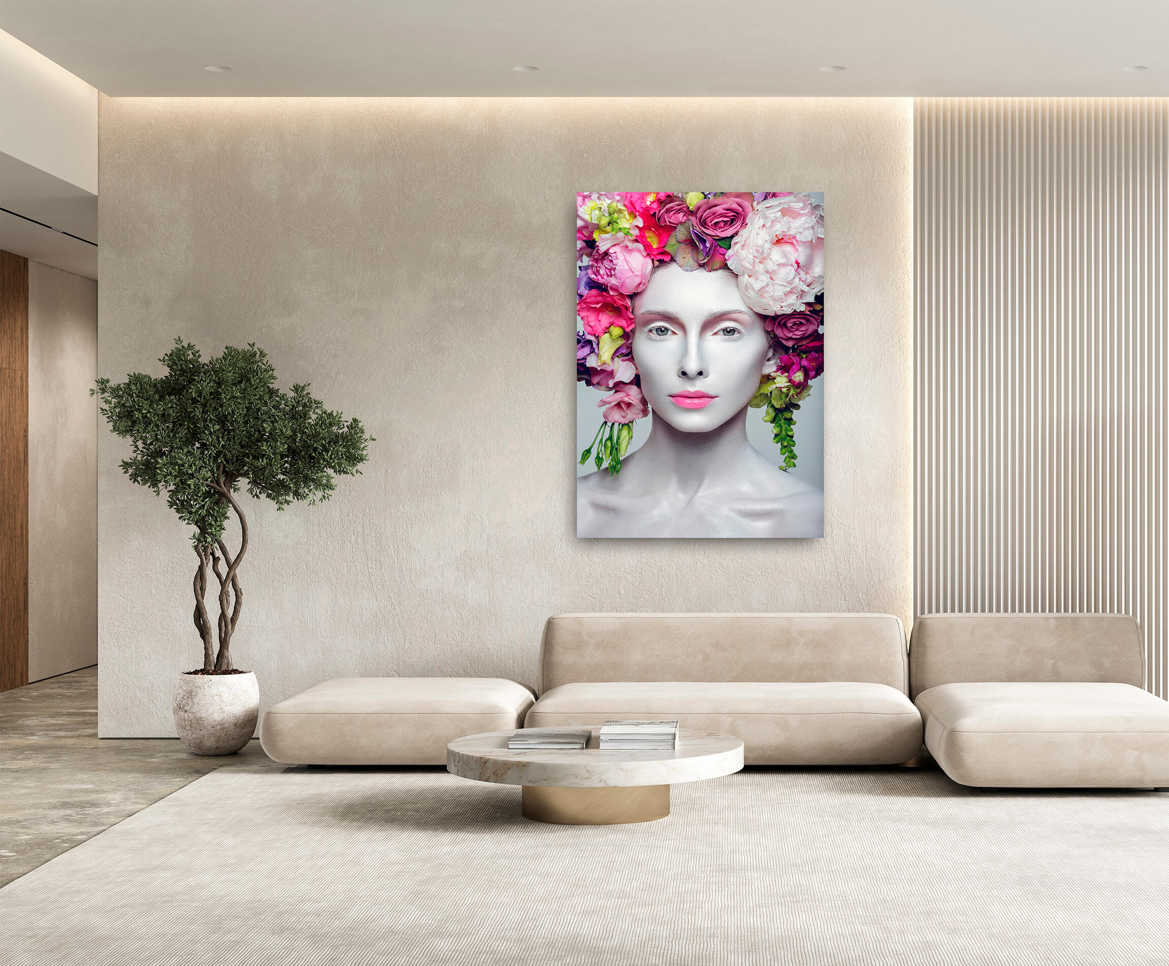 Pintura impresa sin marco woman flores 100x140cm