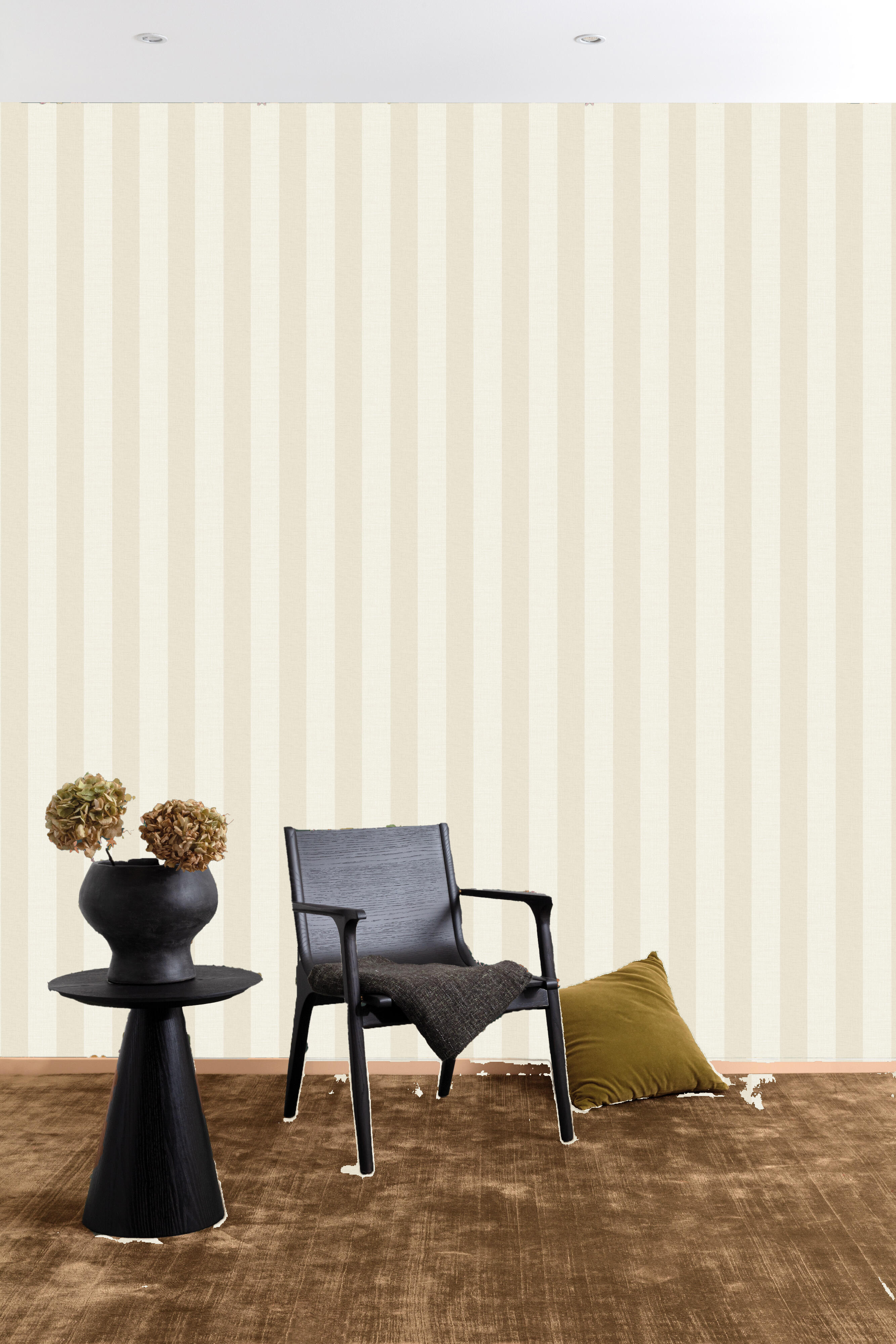 Papel de parede listado bege - 10