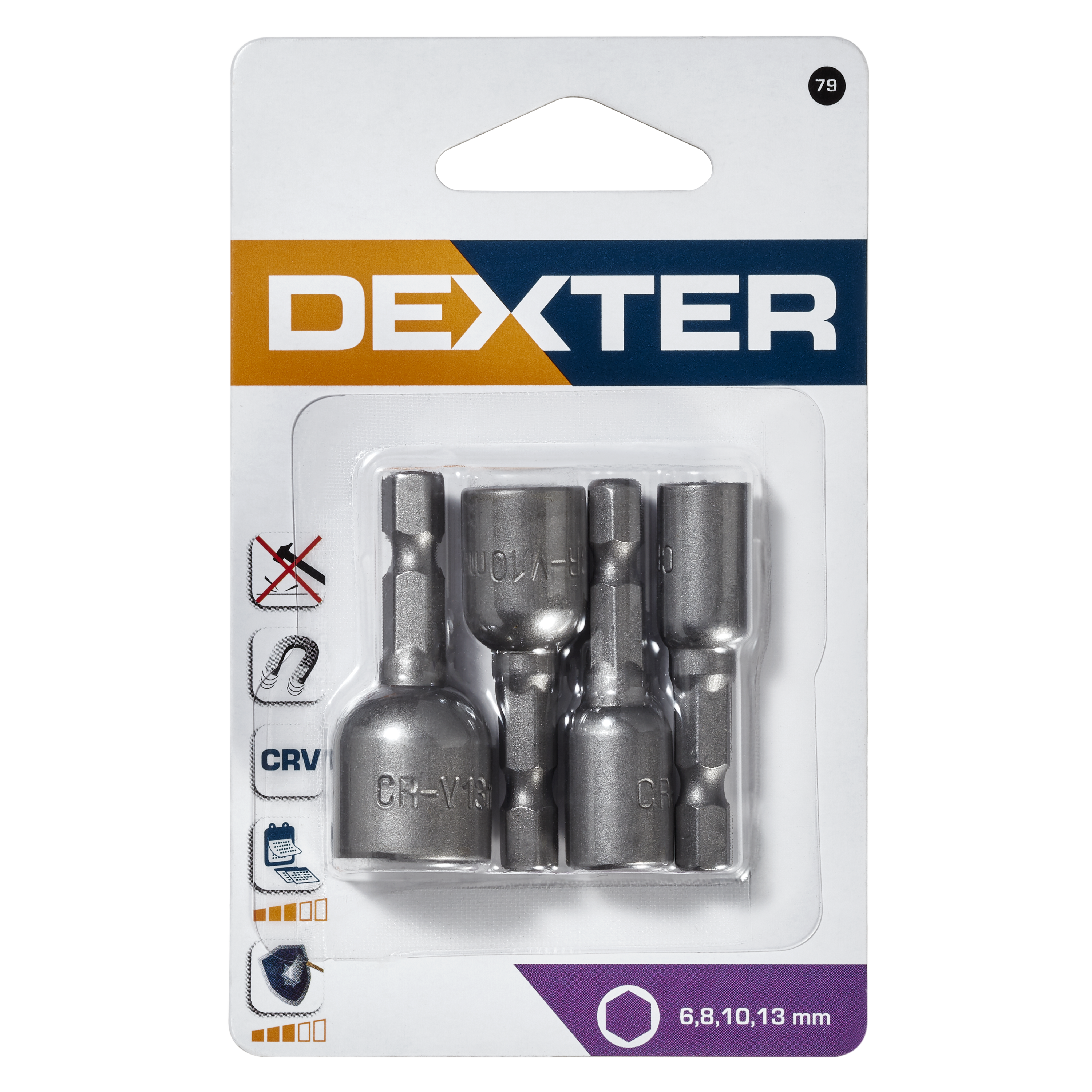 Klucze nasadowe magnetyczne 6 - 13 x 45 mm 4 szt. DEXTER - 5
