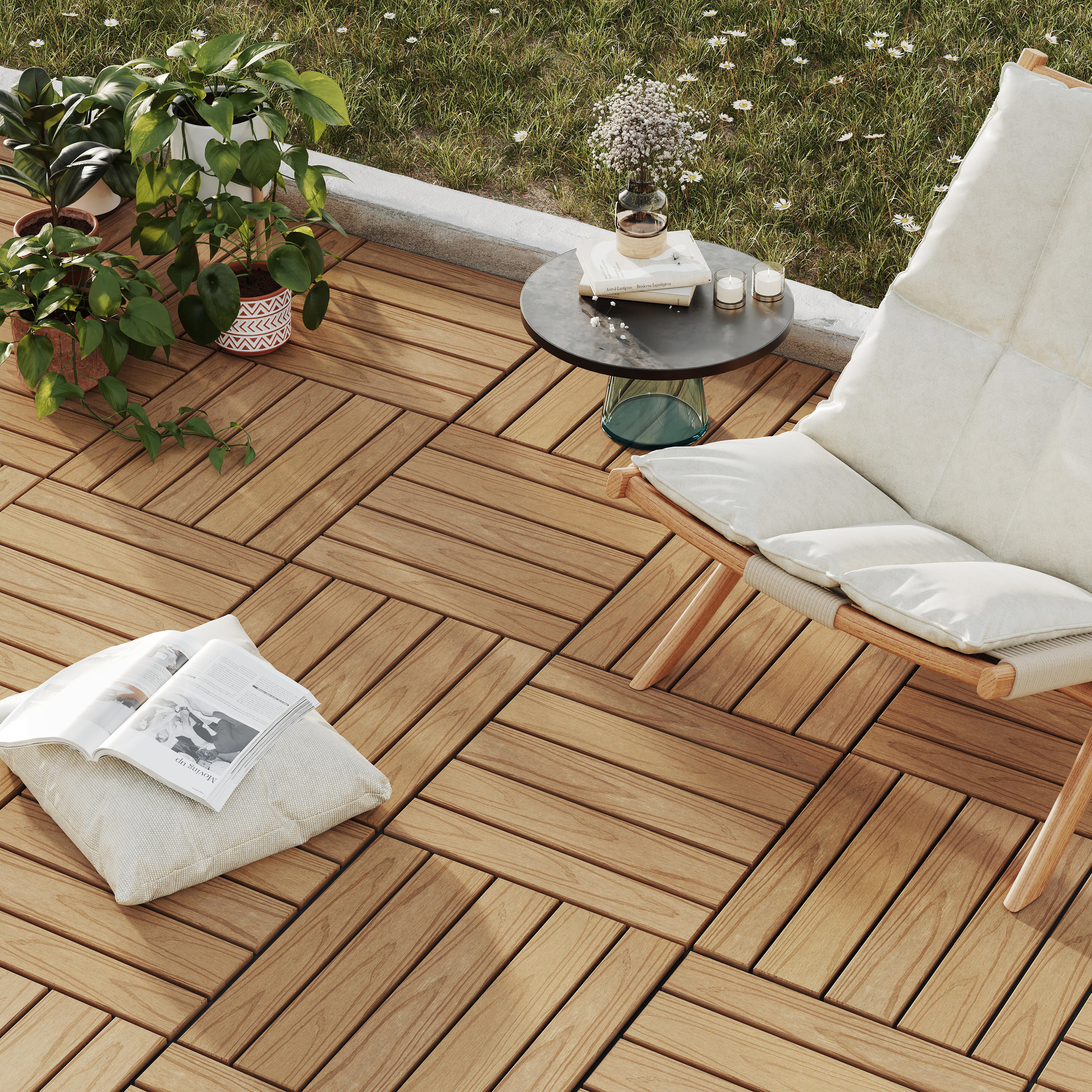 Deck composite 50x50 cm 22 mm castanho Dioco Teka 4 UNID - 3