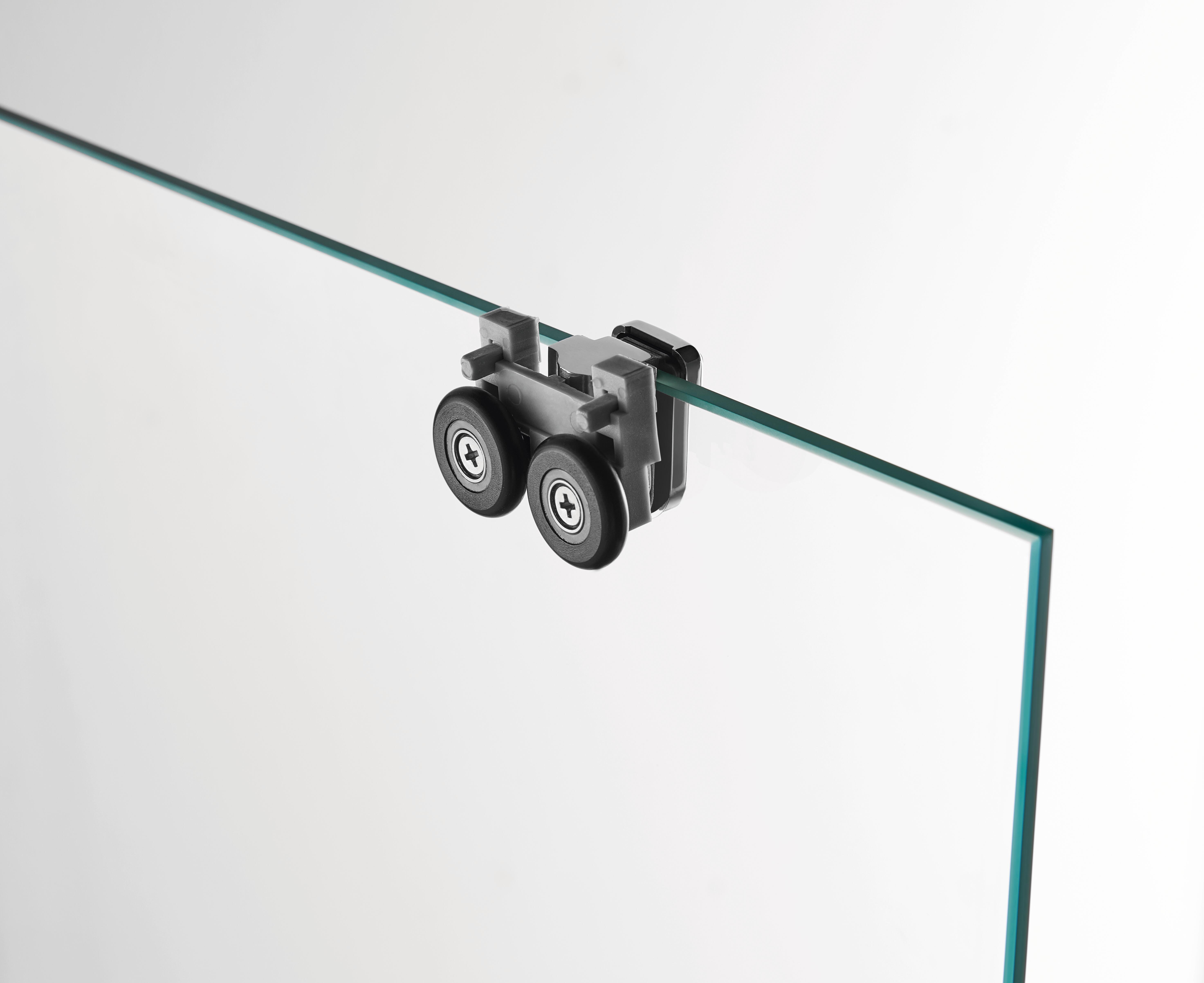 Mampara de ducha frontal 1 fijo + 1 puerta corredera transparente Noa perfil aluminio cromo (180-185)x195 cm cierre de sobreponer marca GME - 4