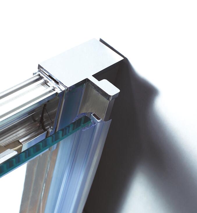 Mampara de ducha frontal con panel fijo lateral corredero serigrafiado Steel perfil cromo (87-89)+90 x195 cm - 2