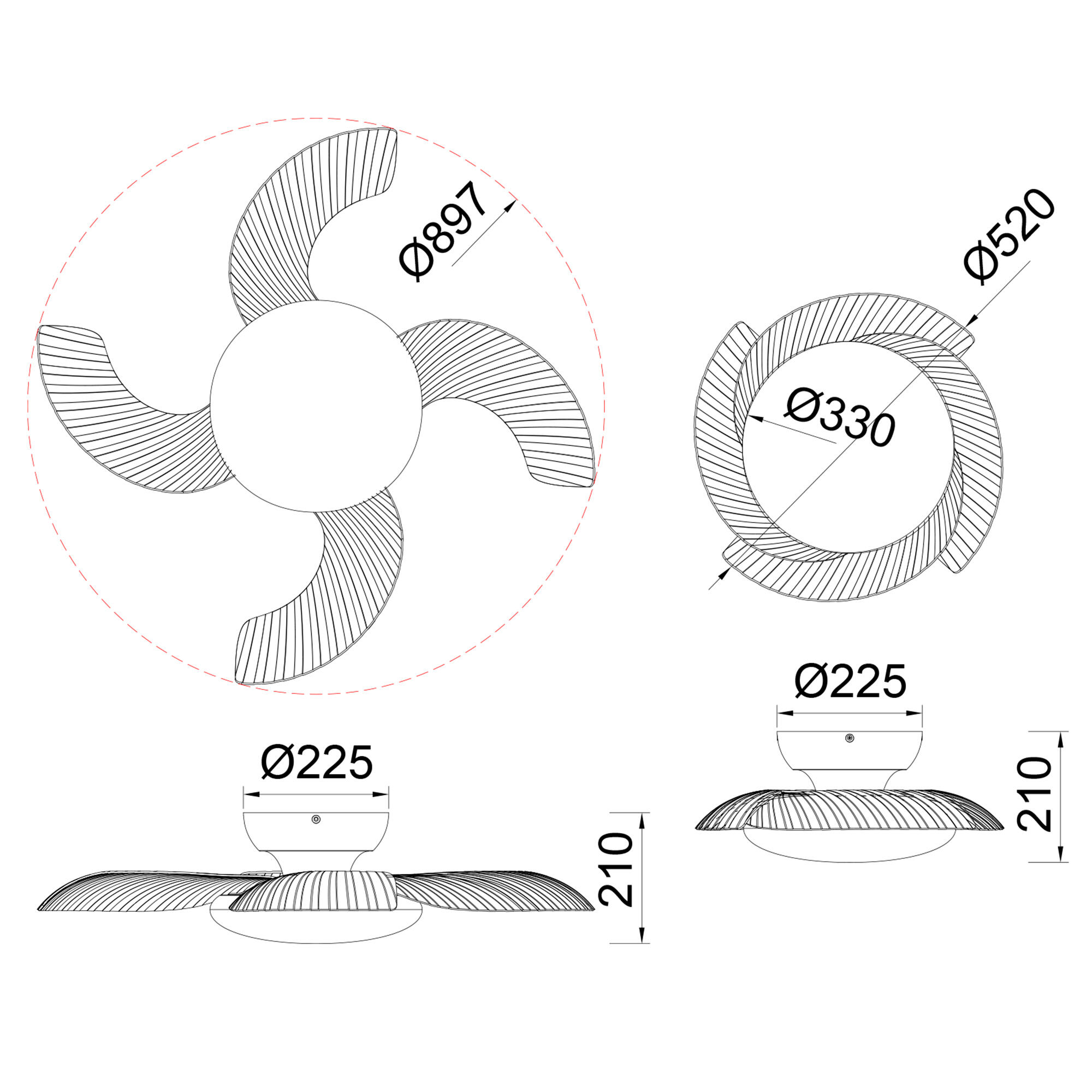 Ventilateur de plafond LED silencieux, Aloha I, 89.7 cm, MANTRA, blanc - 6