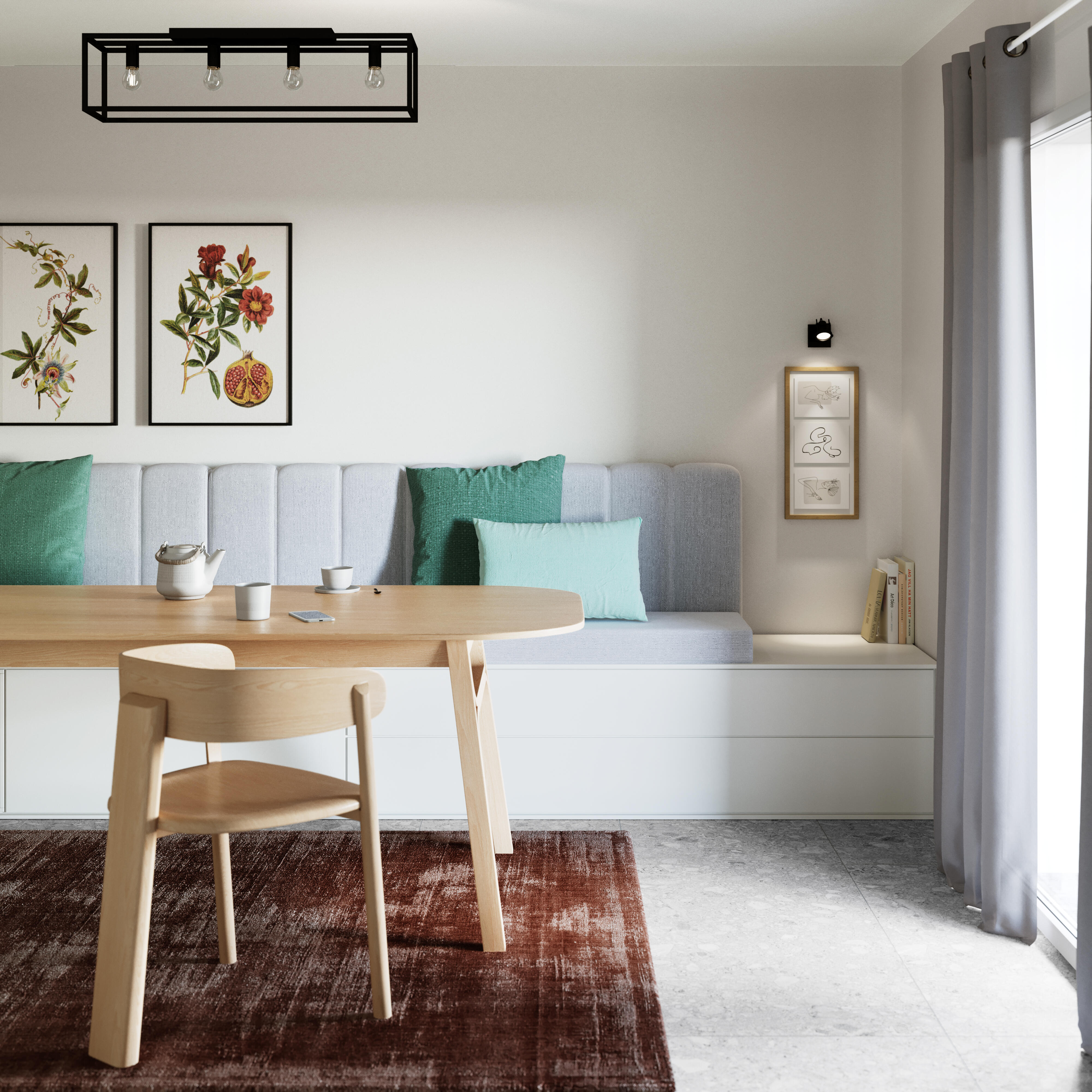 Cortina  cinta, trabillas Pharell algodón INSPIRE liso gris granito 140x280cm - 3