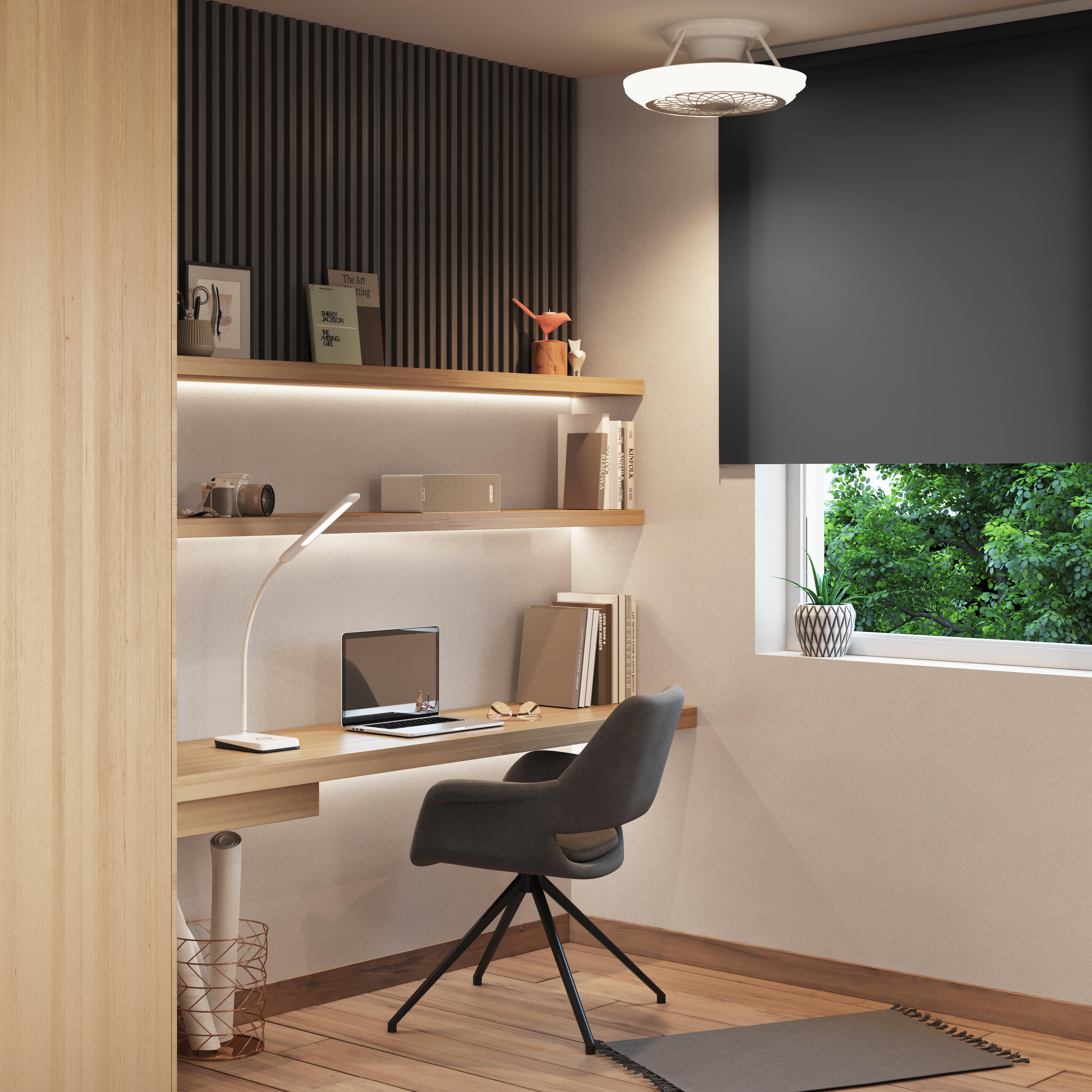 Estor enrollable opaco  con cordón Bossa poliéster liso gris paris INSPIRE de 120x250cm - 6