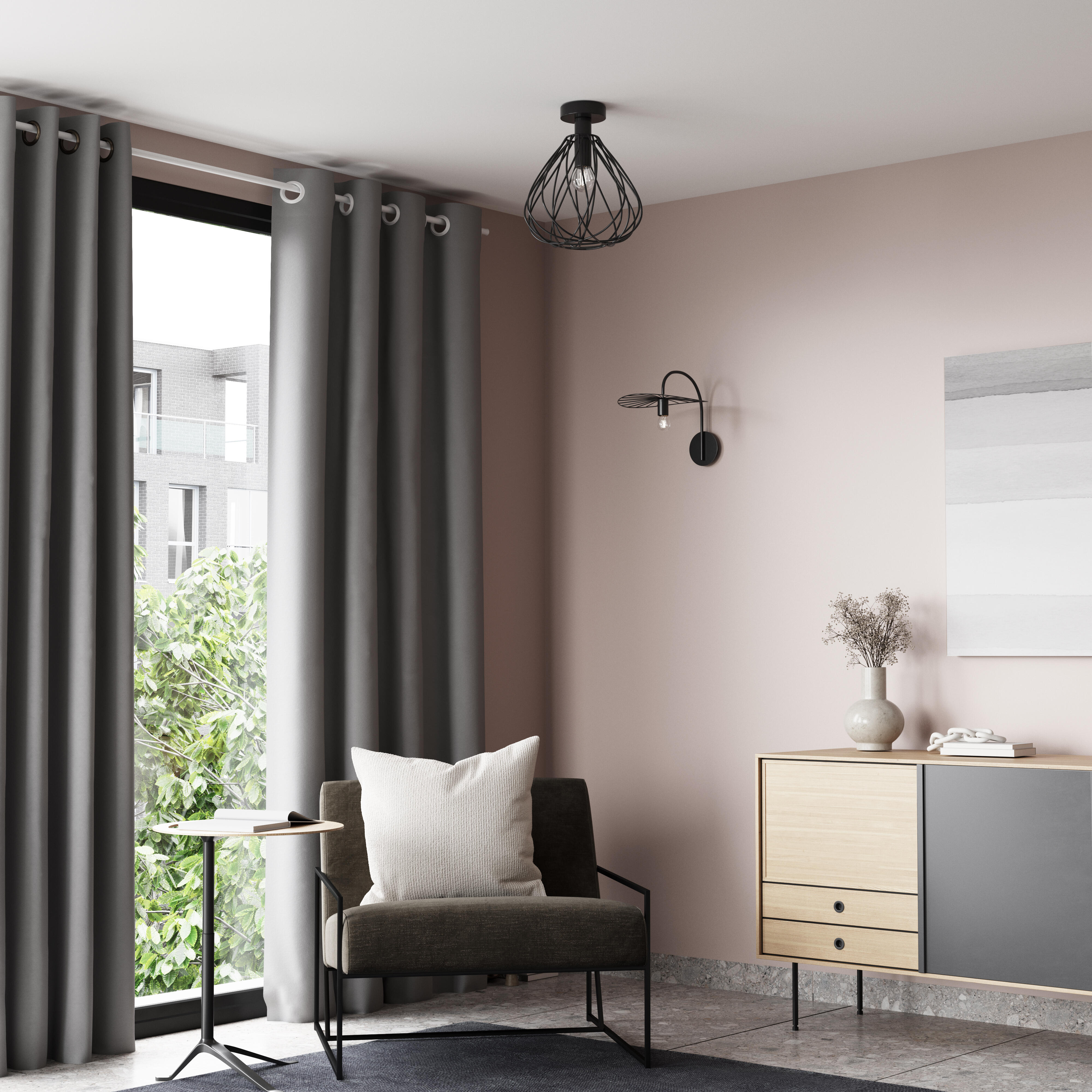 Cortinado ilhós Looks 140x280cm cinza escuro Inspire - 2