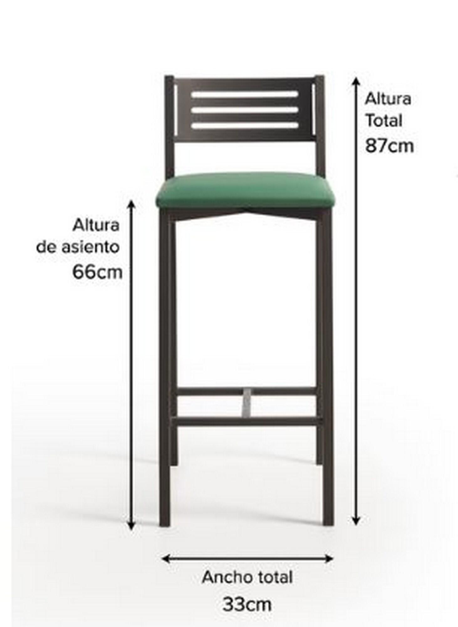 Taburete alto con respaldo Kelsa armazón aluminio asiento polipiel blanco - 2