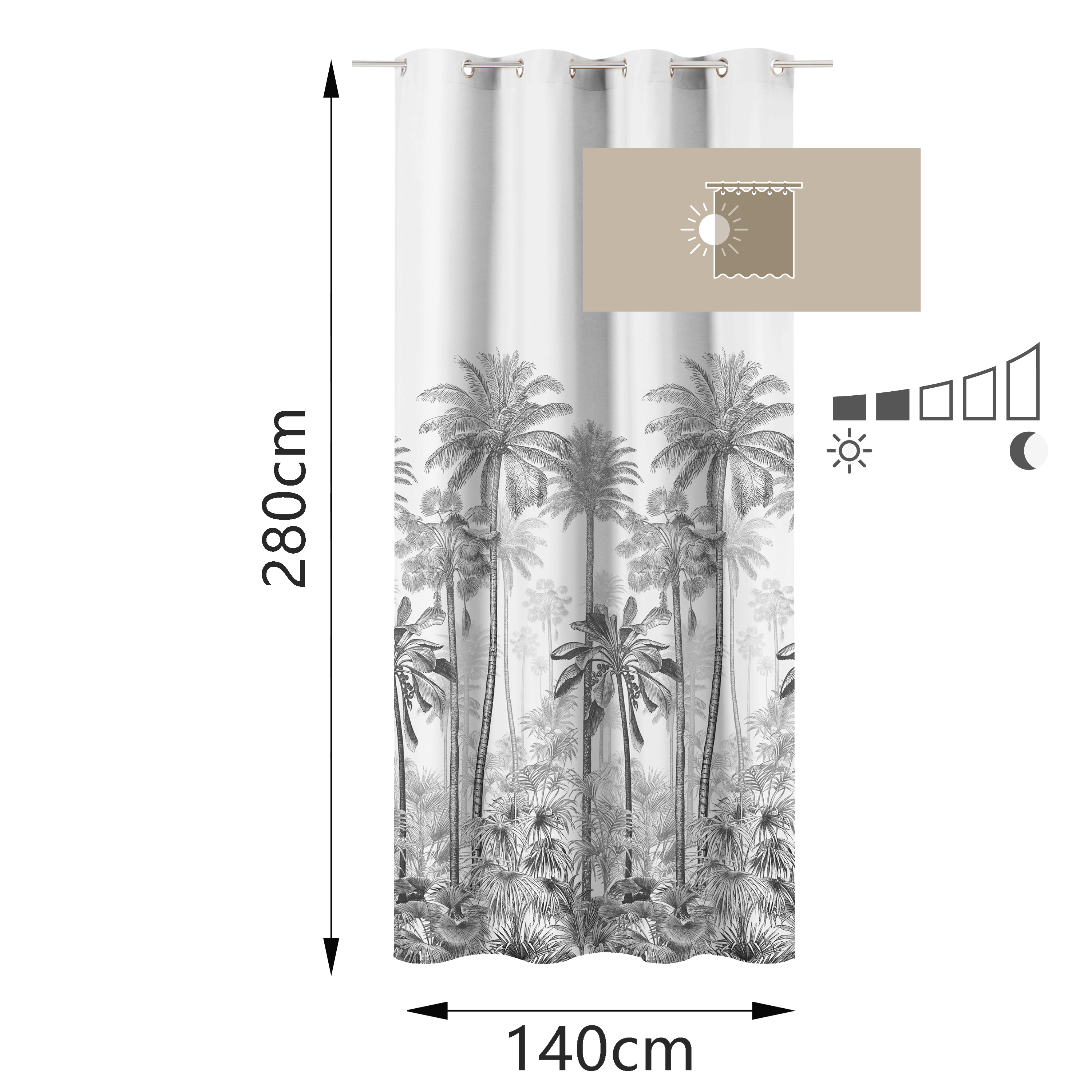 Cortinado ilhós Jungle 140x280cm branco cinza Inspire - 6