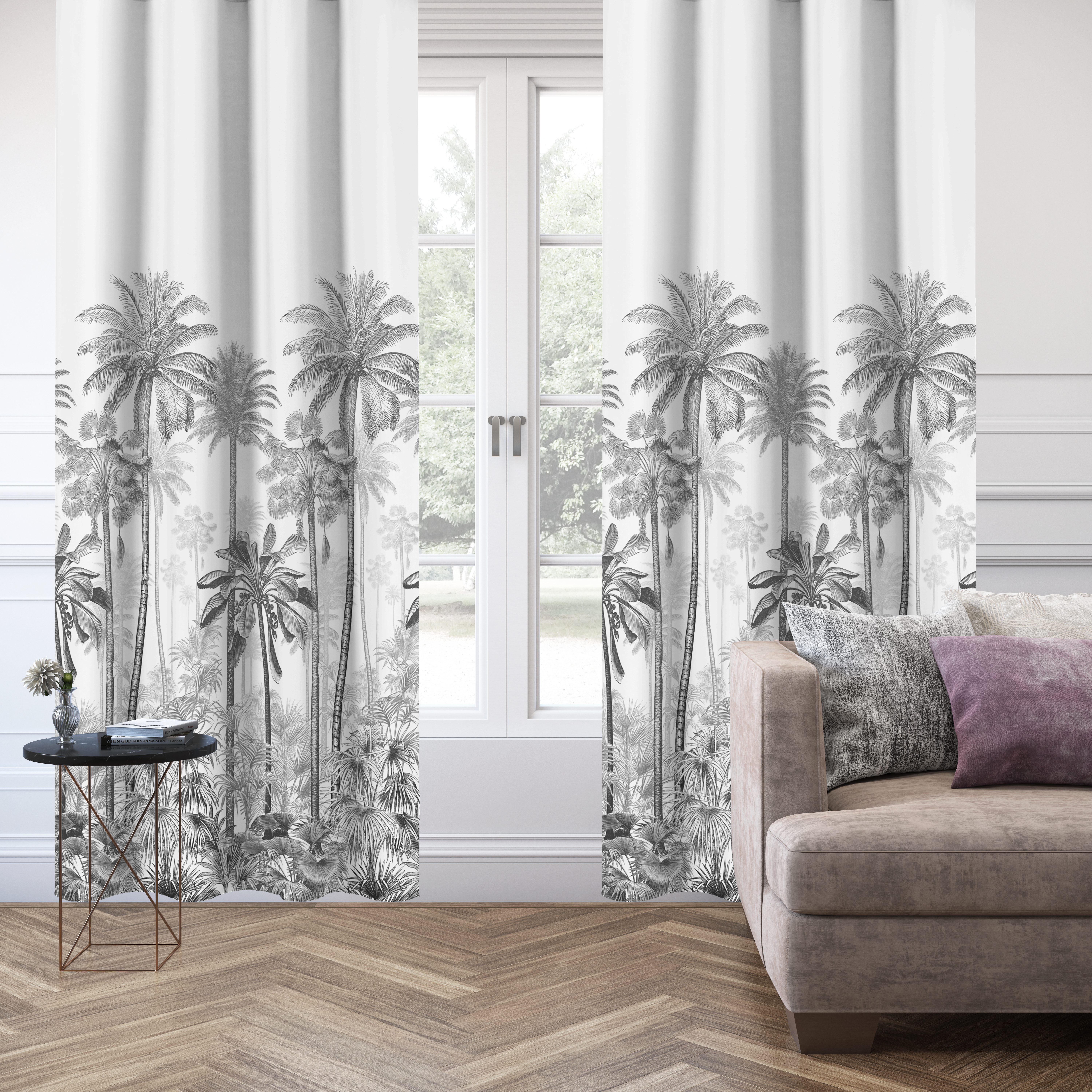 Cortinado ilhós Jungle 140x280cm branco cinza Inspire - 15