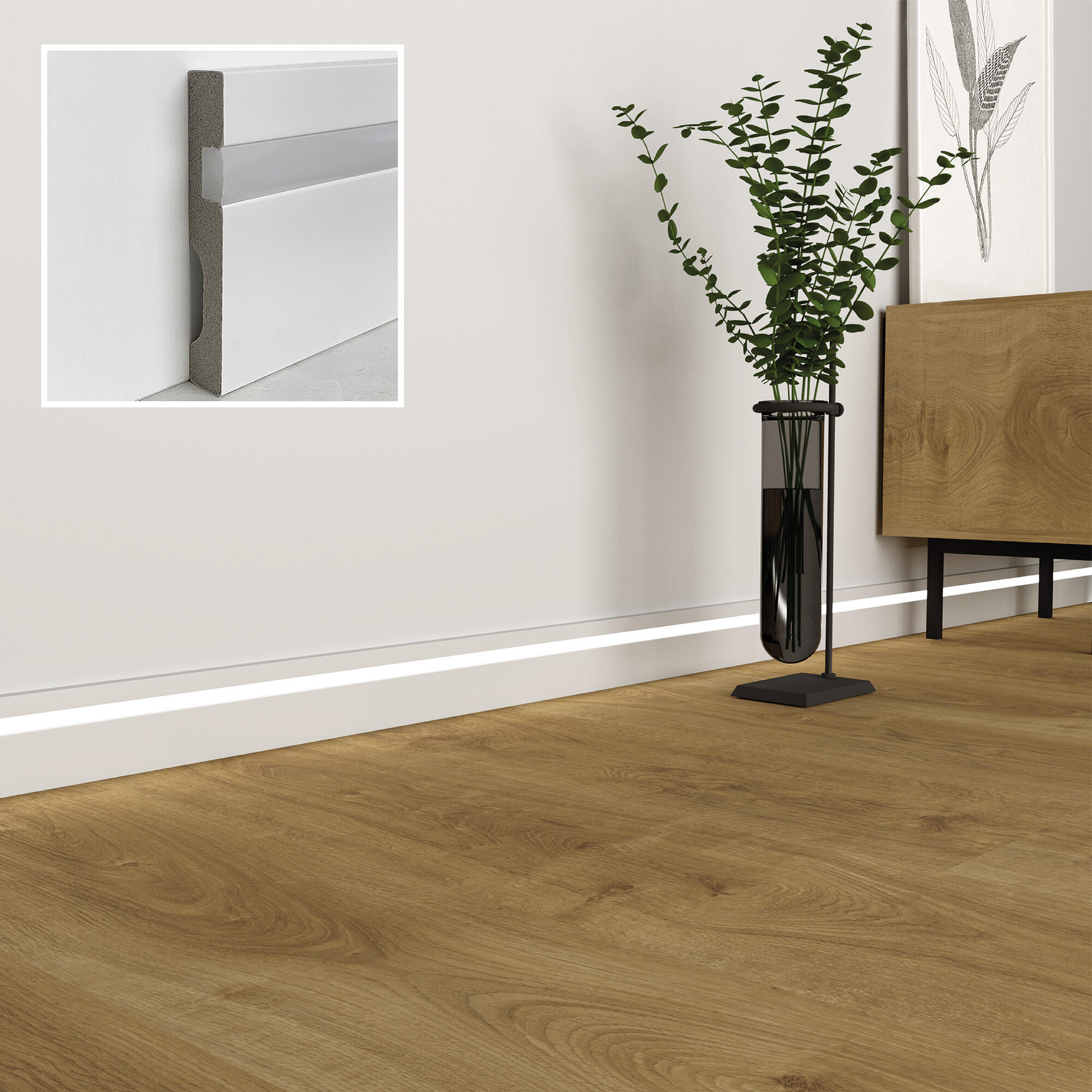 Rodapé Poliestireno branco mate 15x225x225 mm - 4