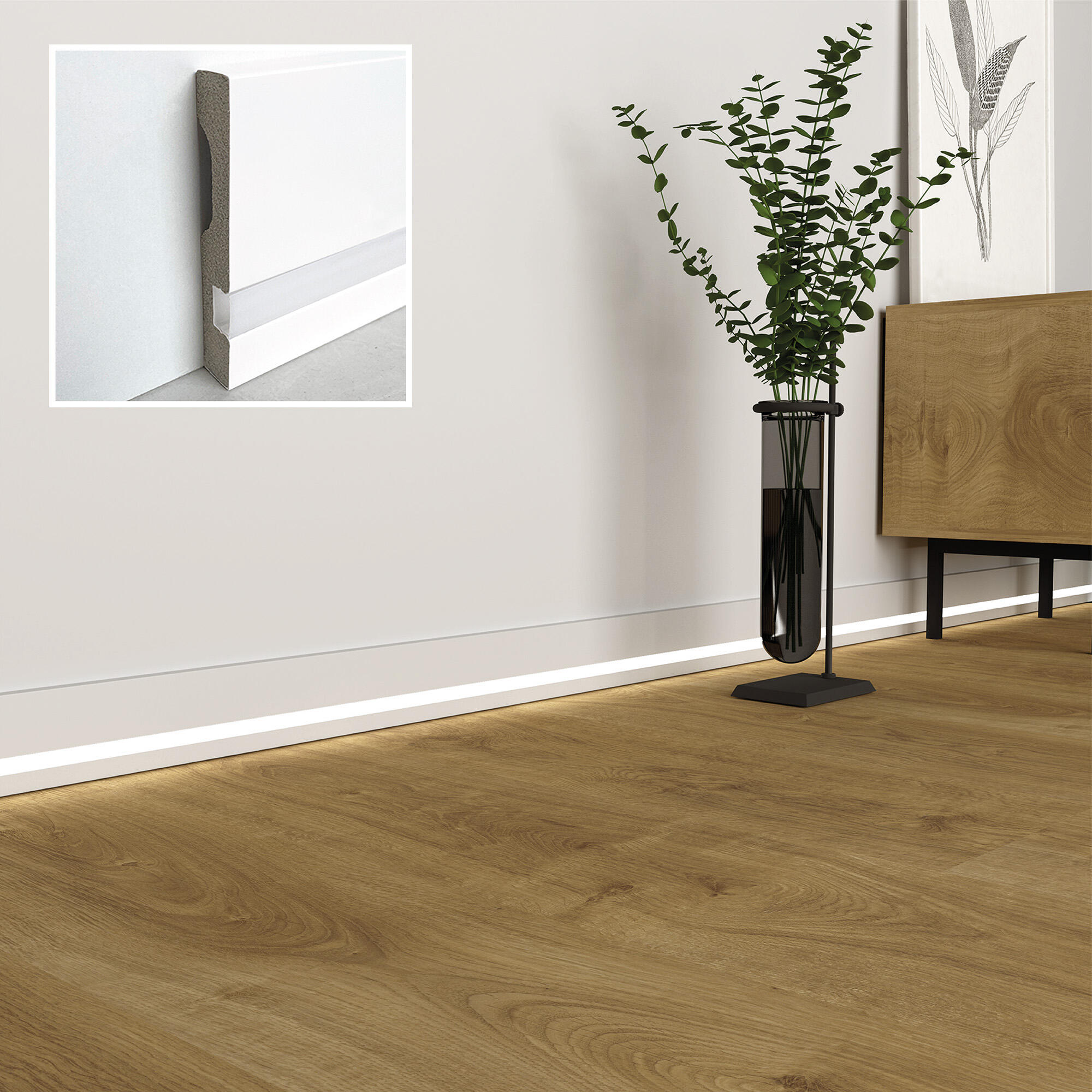 Rodapé Poliestireno branco mate 15x225x225 mm - 3