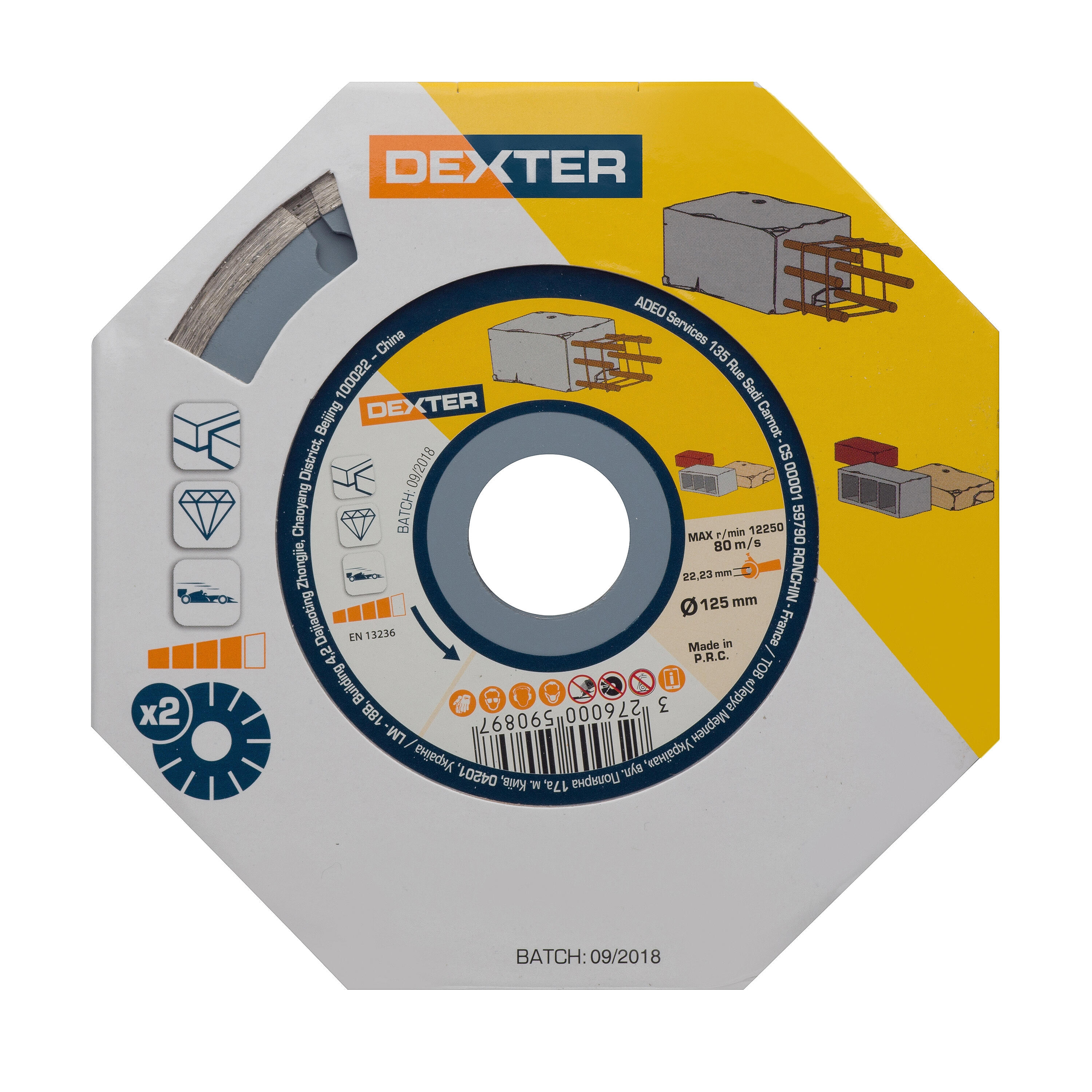 Lot de 2 disques diamant pour béton  DEXTER, Ø125 mm - 2