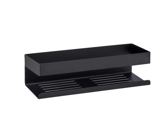 Estante para el baño de acero negro Orea 30x10.5x8cm