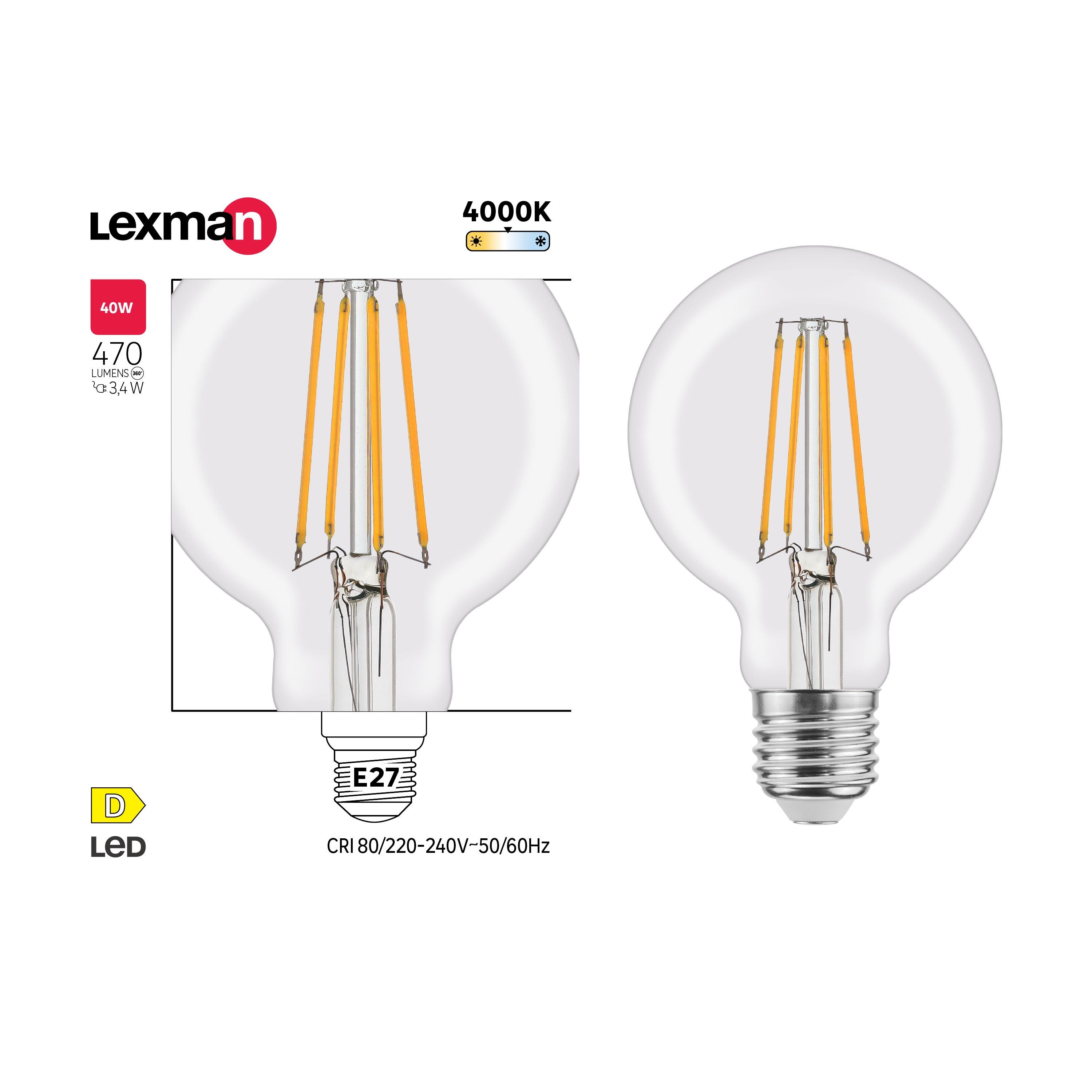 Lâmpada LED filamento G80 E27 470 lm 4000 k Lexman - 2