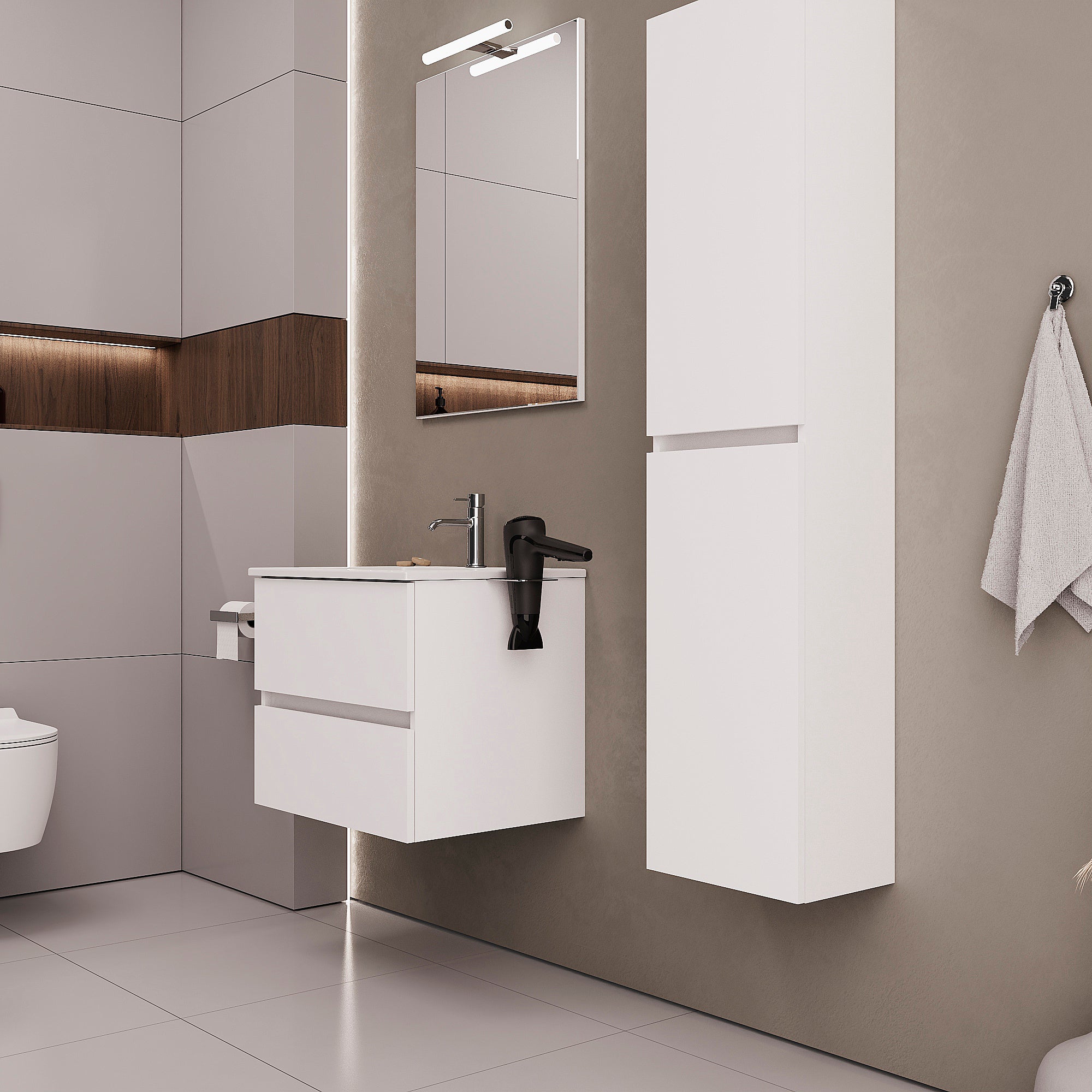 Móvel de casa de banho suspenso 60x46x84 cm branco Brest - 4