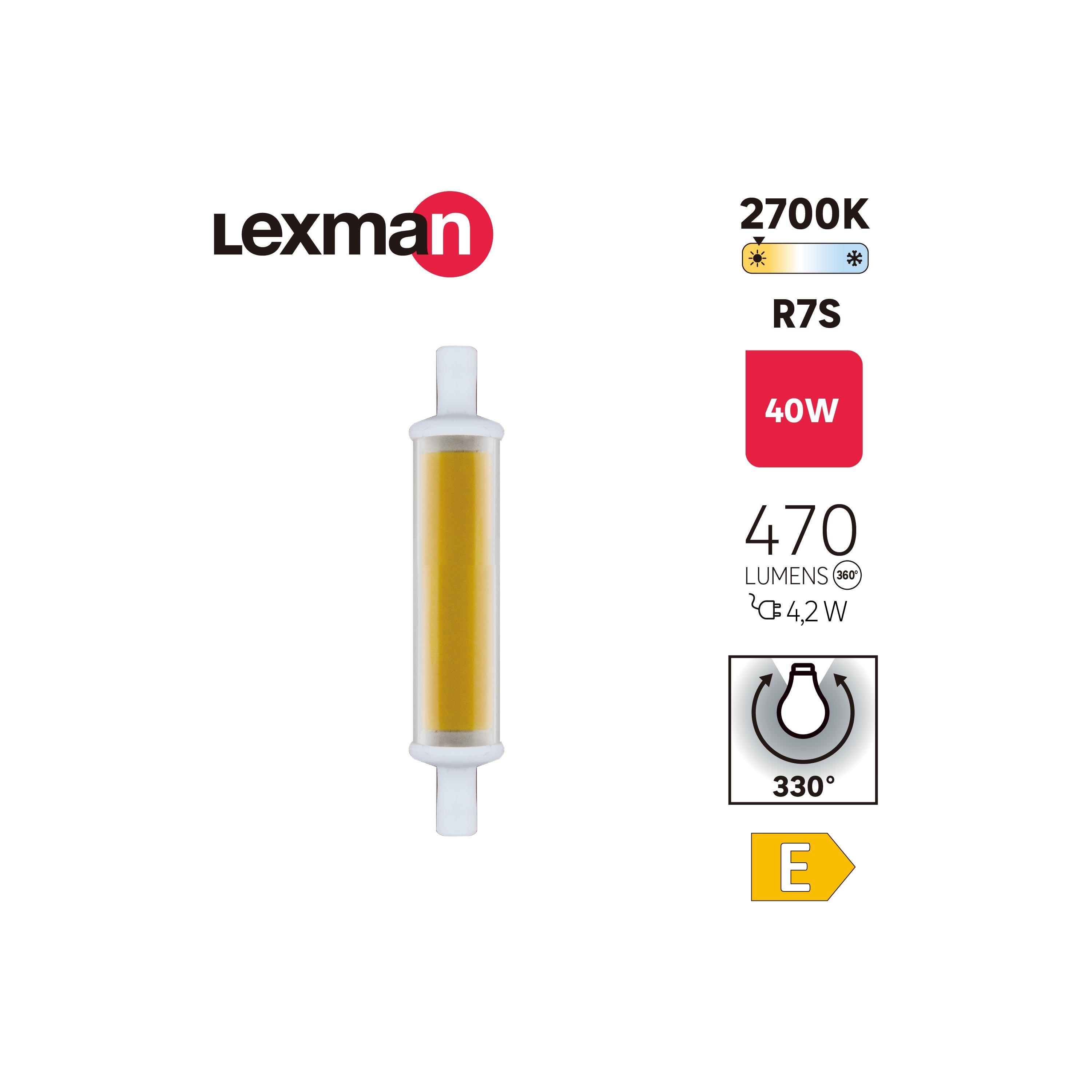 Lâmpada LED filamentos R7S J78 470LM 2700K Lexman - 2