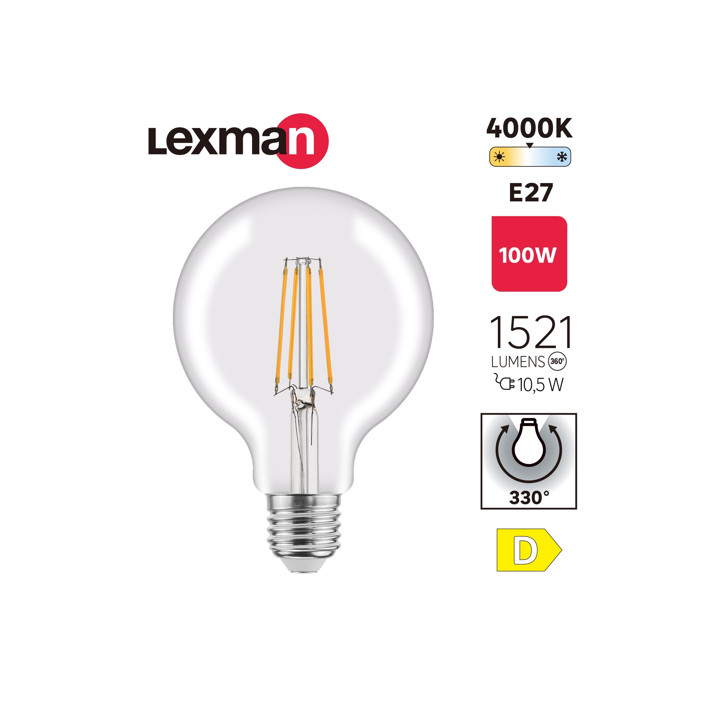 Lâmpada filamentos G125 E27 1521lm 4000k Lexman - 3