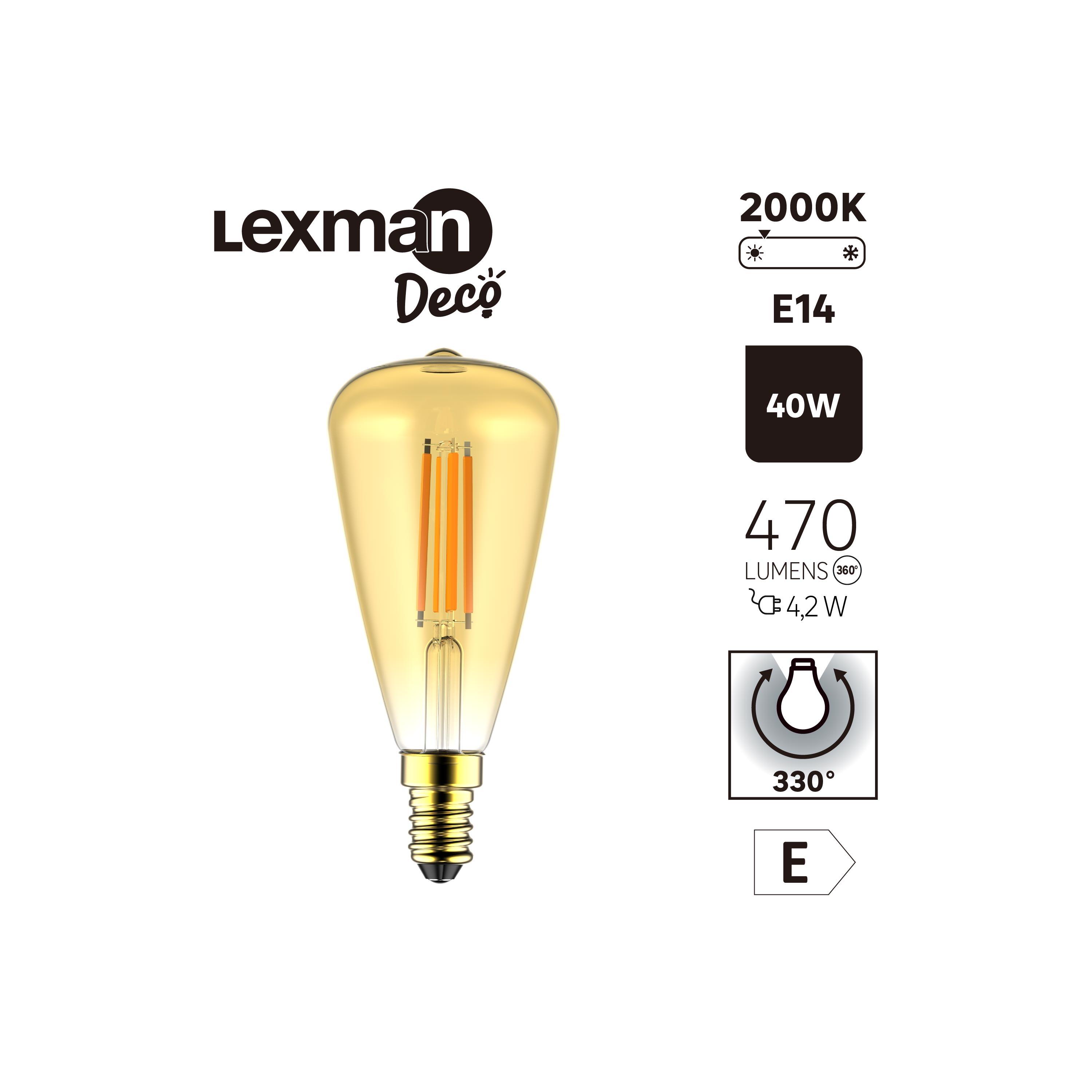 Lâmpada LED filamento E14 470 lm 2000 k AMB Lexman - 4