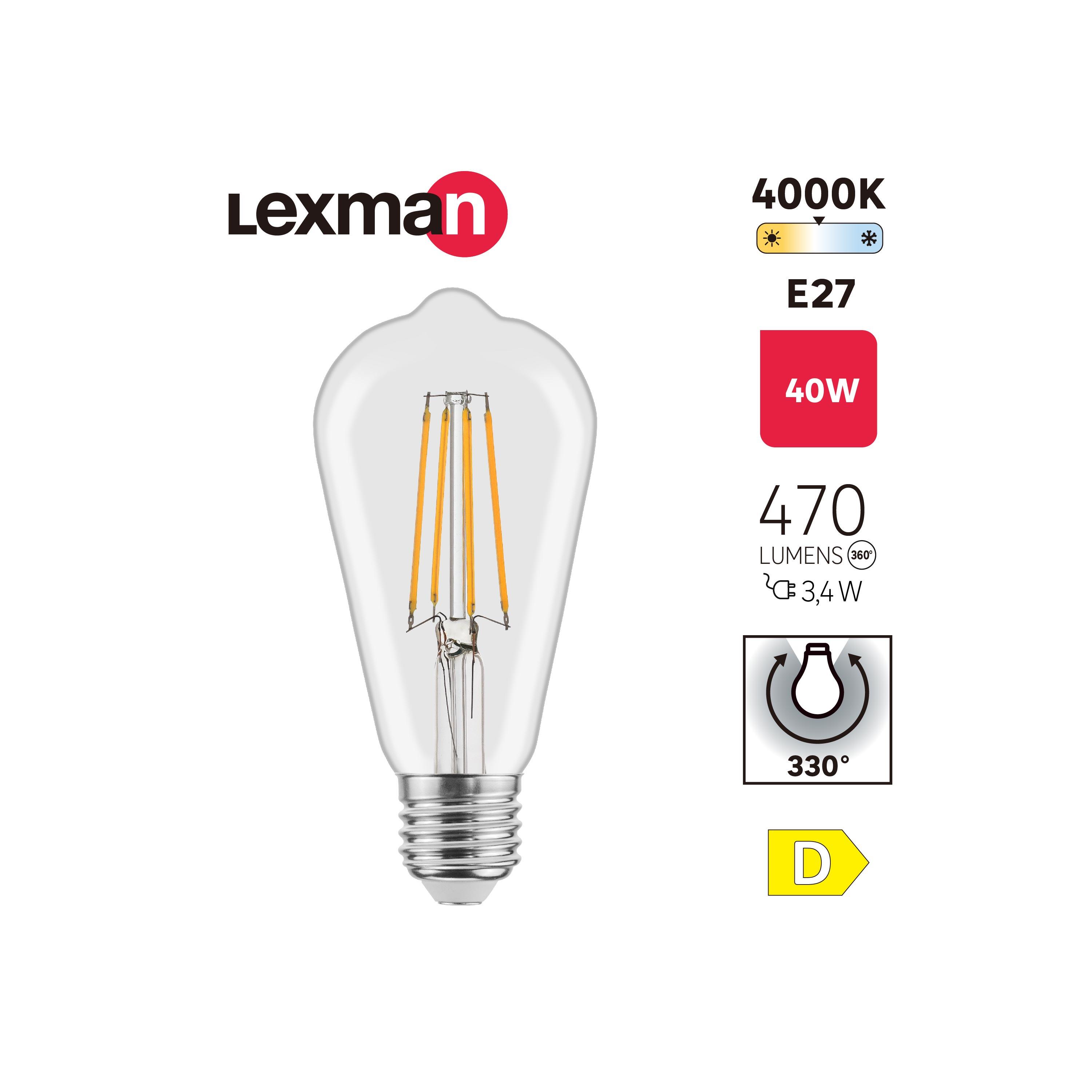Lâmpada LED filamento ST64 E27 470 lm 4000 k Lexman - 4