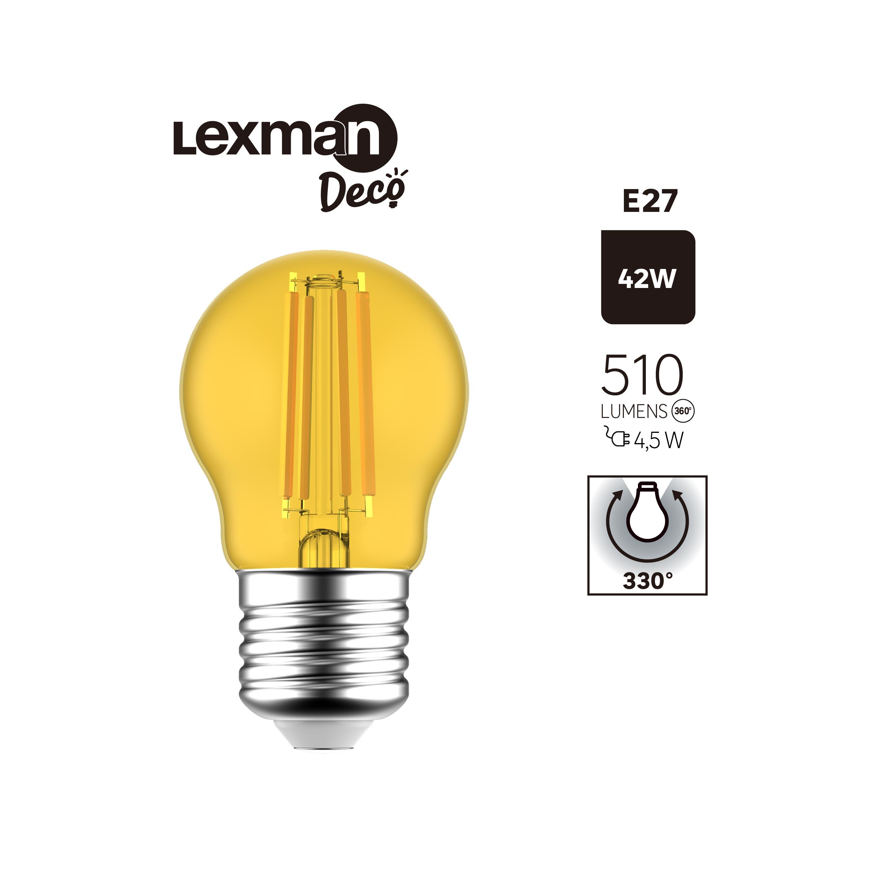 Ampoule led à filament, jaune, sphérique E27, 510lm = 42W, LEXMAN - 3