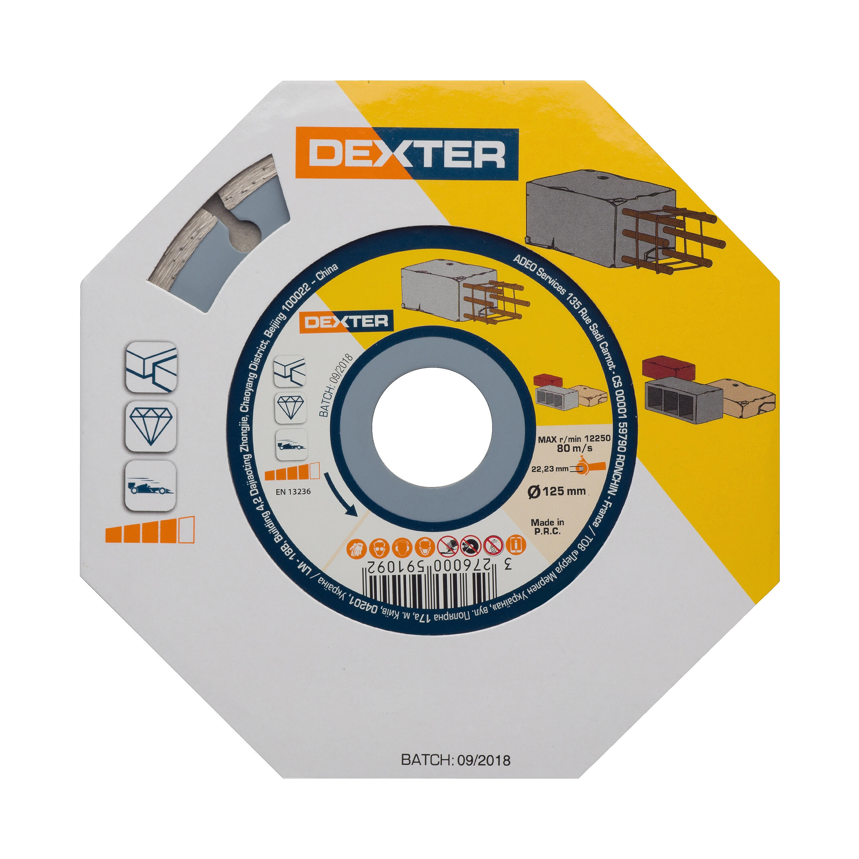 Disque diamant pour béton, brique, ciment  DEXTER, Ø125 mm - 2