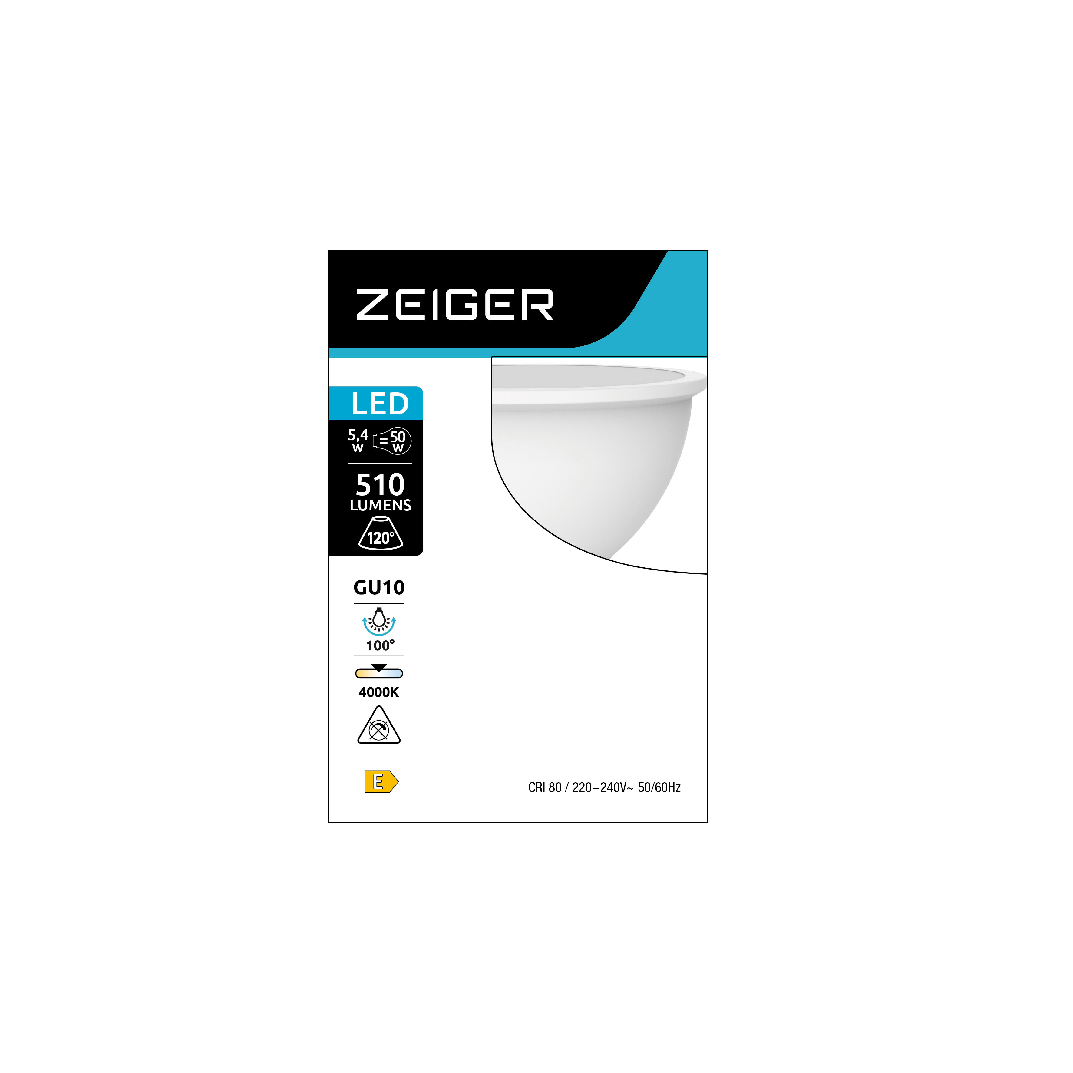 BOMBILLA DICROICA LED GU10 510LM 5.4W LUZ NEUTRA - 2