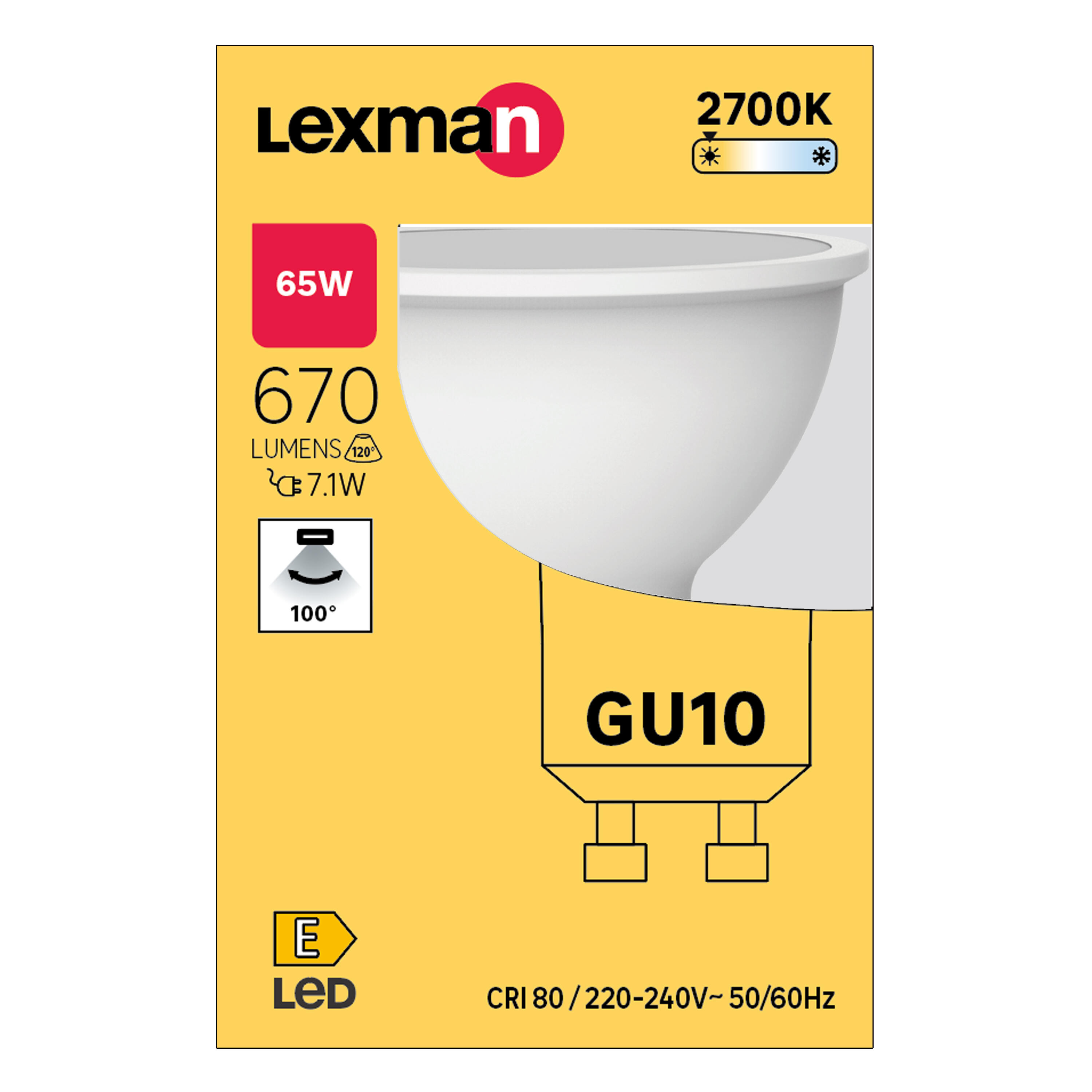 Lâmpada led GU10 670 lm 2700k luz amarela Lexman - 8
