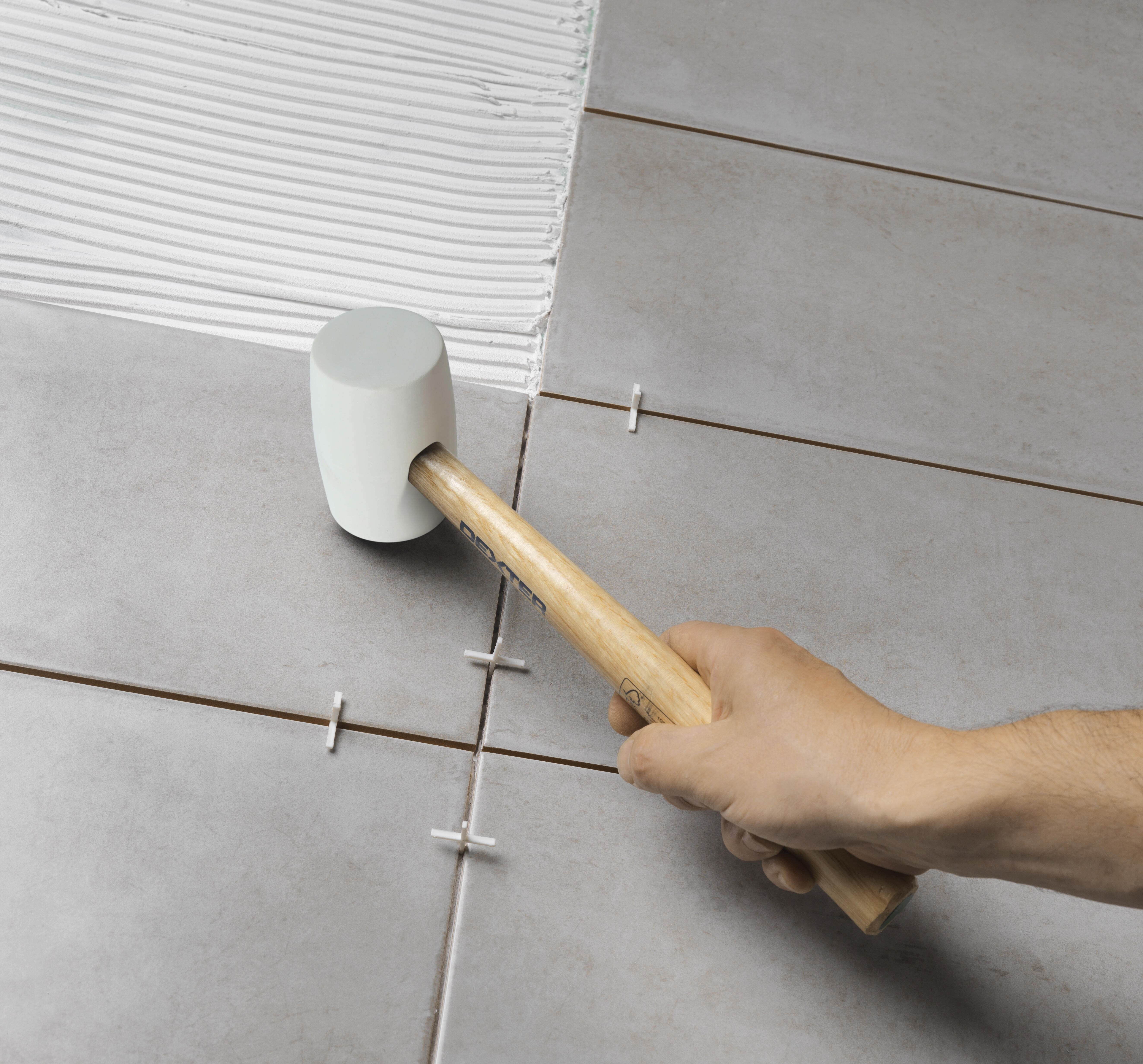 Maillet de carreleur caoutchouc blanc, 0,45 kg DEXTER - 3