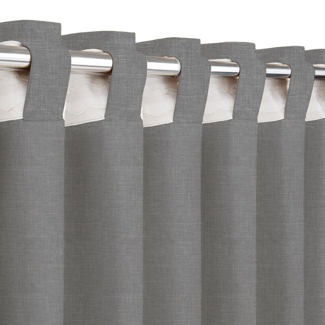 Tenda Rasberry granit 3 grigio, fettuccia e passanti nascosti 200x280 cm INSPIRE